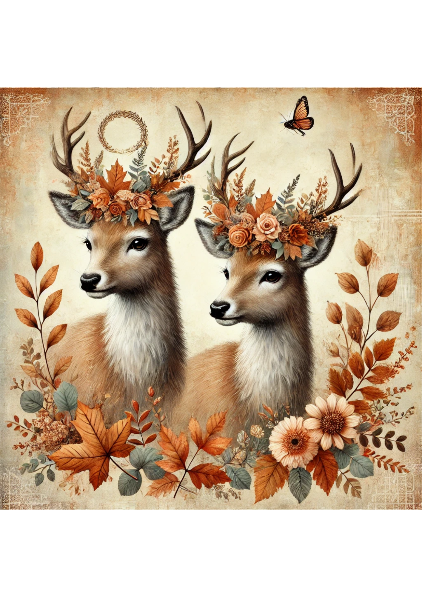 Sticker Sheet / Greeting Card – Deer in Autumn Full Cat. No. 2584