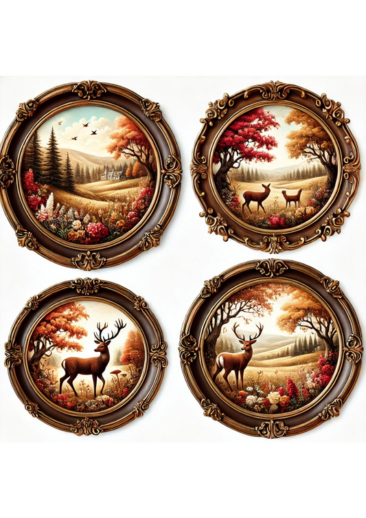 Sticker Sheet – Deer In Round Frames Full Cat. No. 3014