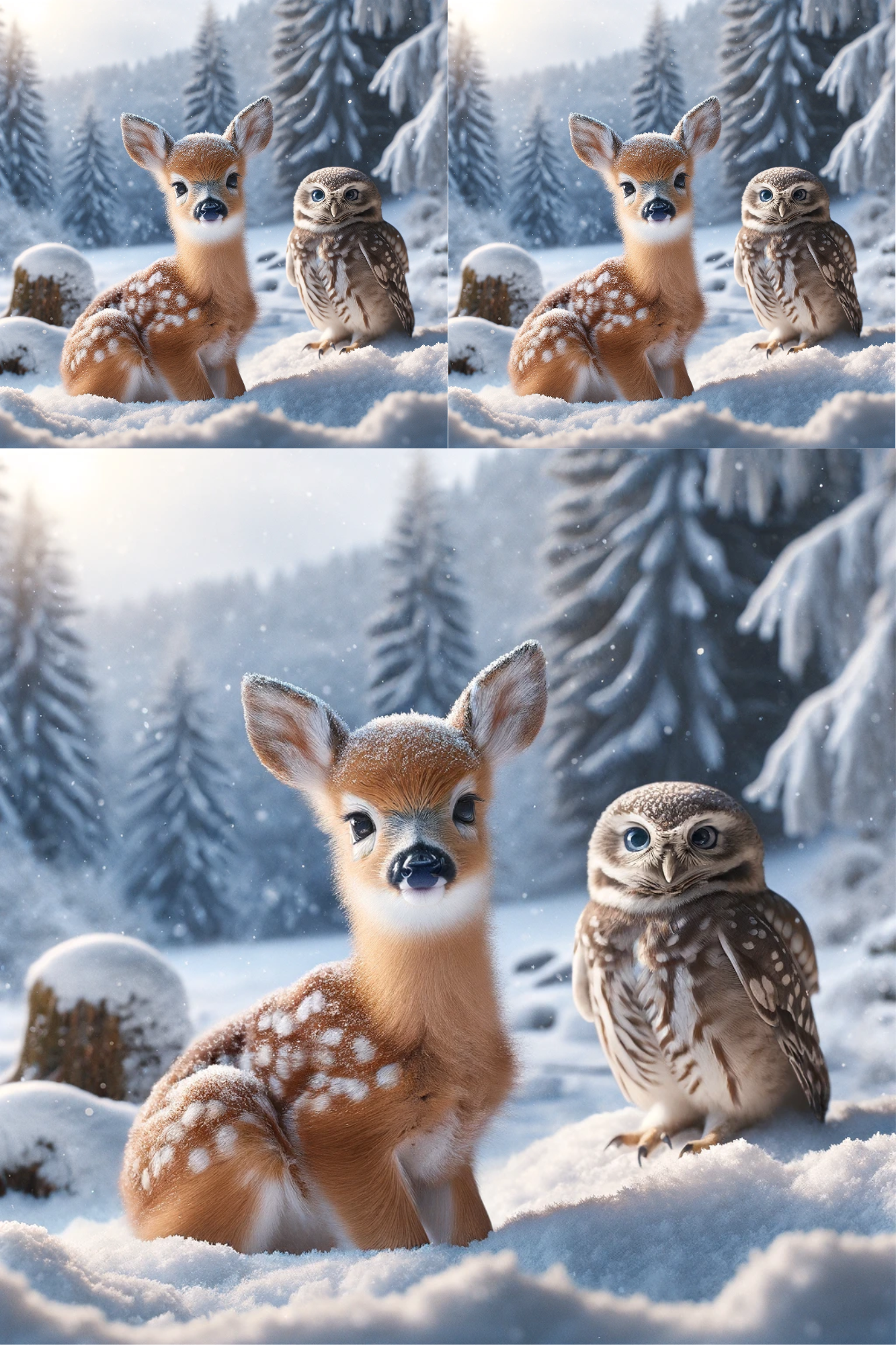 Sticker Sheet / Greeting Card – Deer in Winter Collage Cat. No. 561