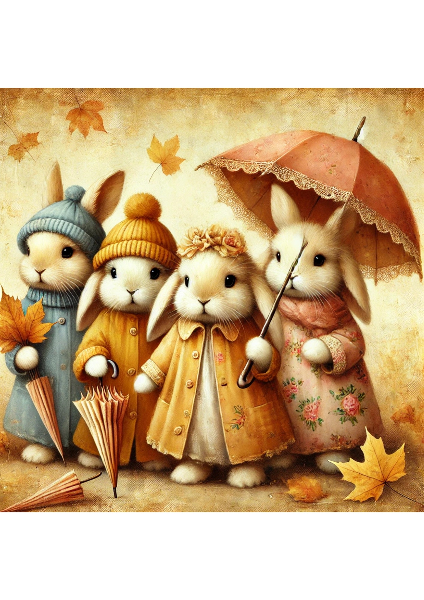 Sticker Sheet / Greeting Card – Autumn Rabbits Full Cat. No. 2838