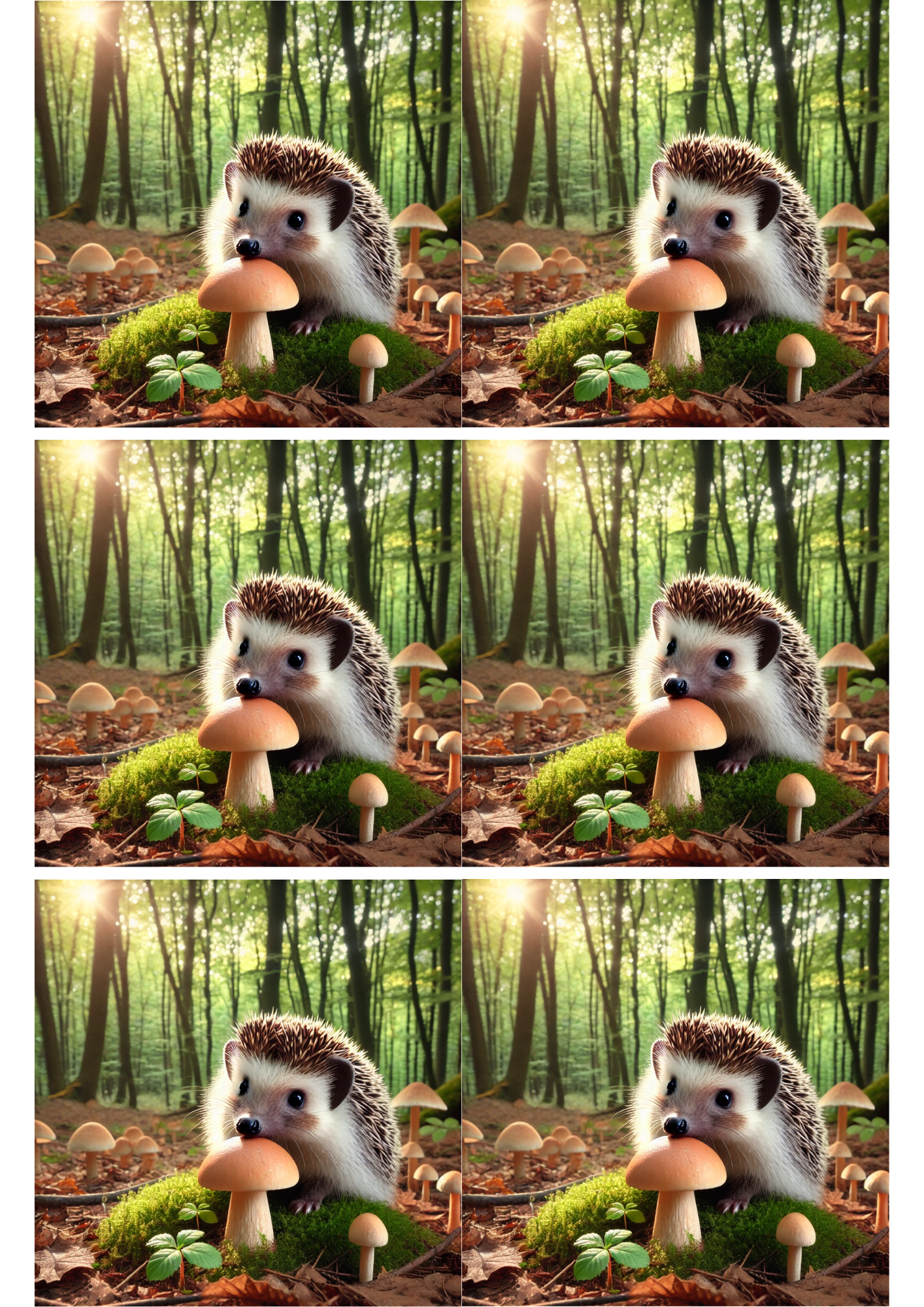 Sticker Sheet / Greeting Card – Hedgehog In The Forest Collage Cat. No. 1968