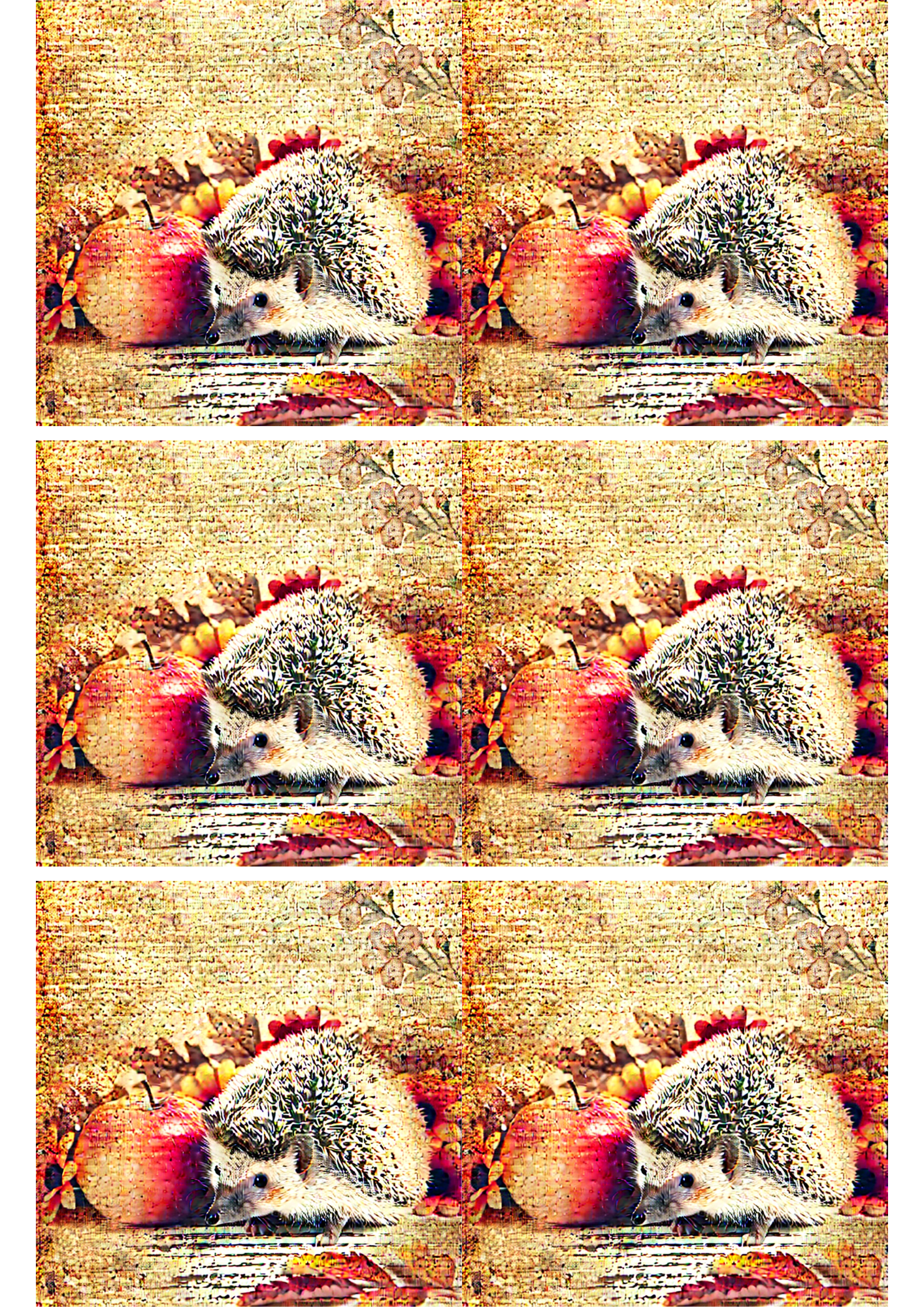 Sticker Sheet / Greeting Card – Hedgehog and Apple 2 Collage Cat. No. 2587