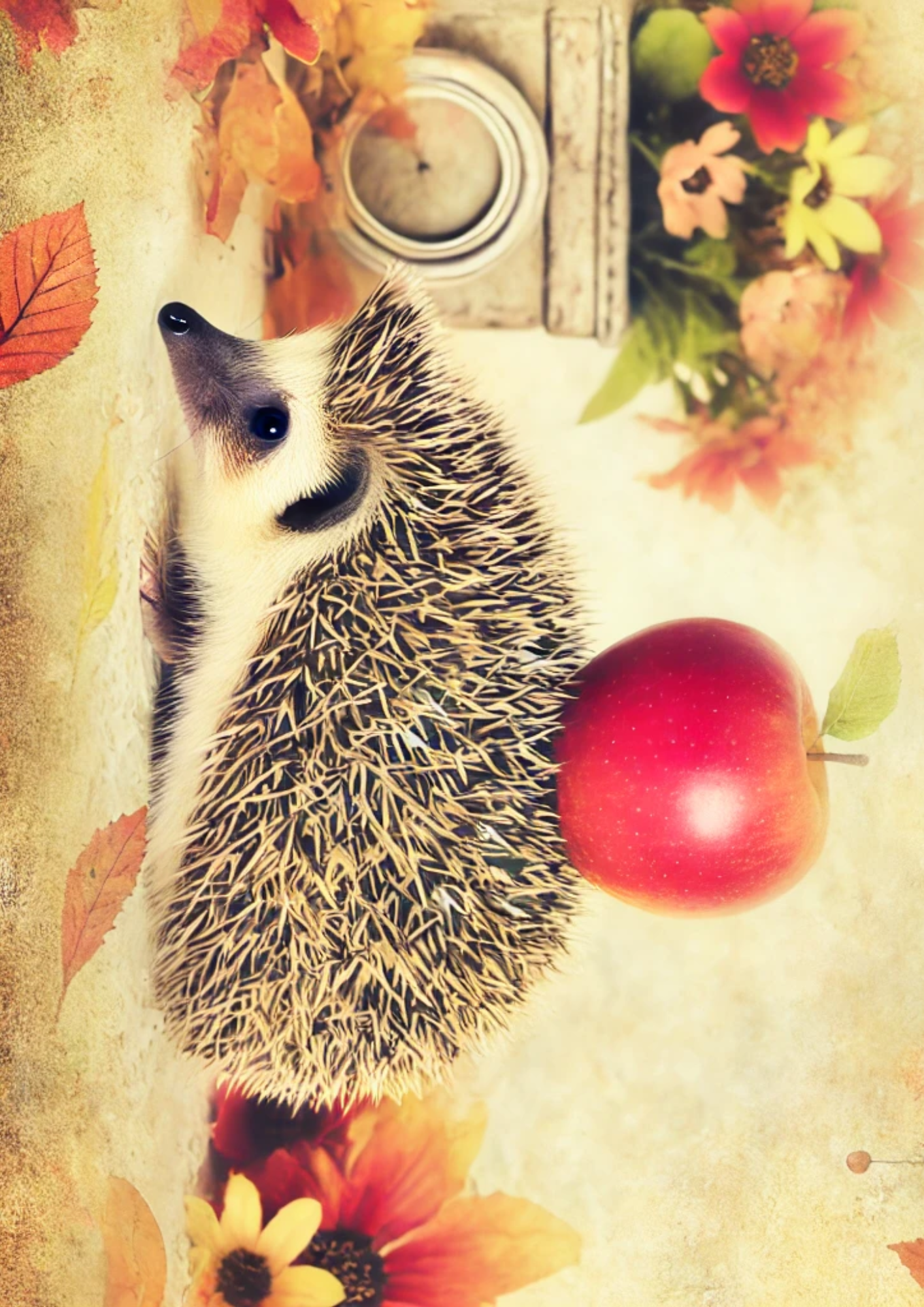 Sticker Sheet / Greeting Card – Hedgehog and Apple Full Cat. No. 2586