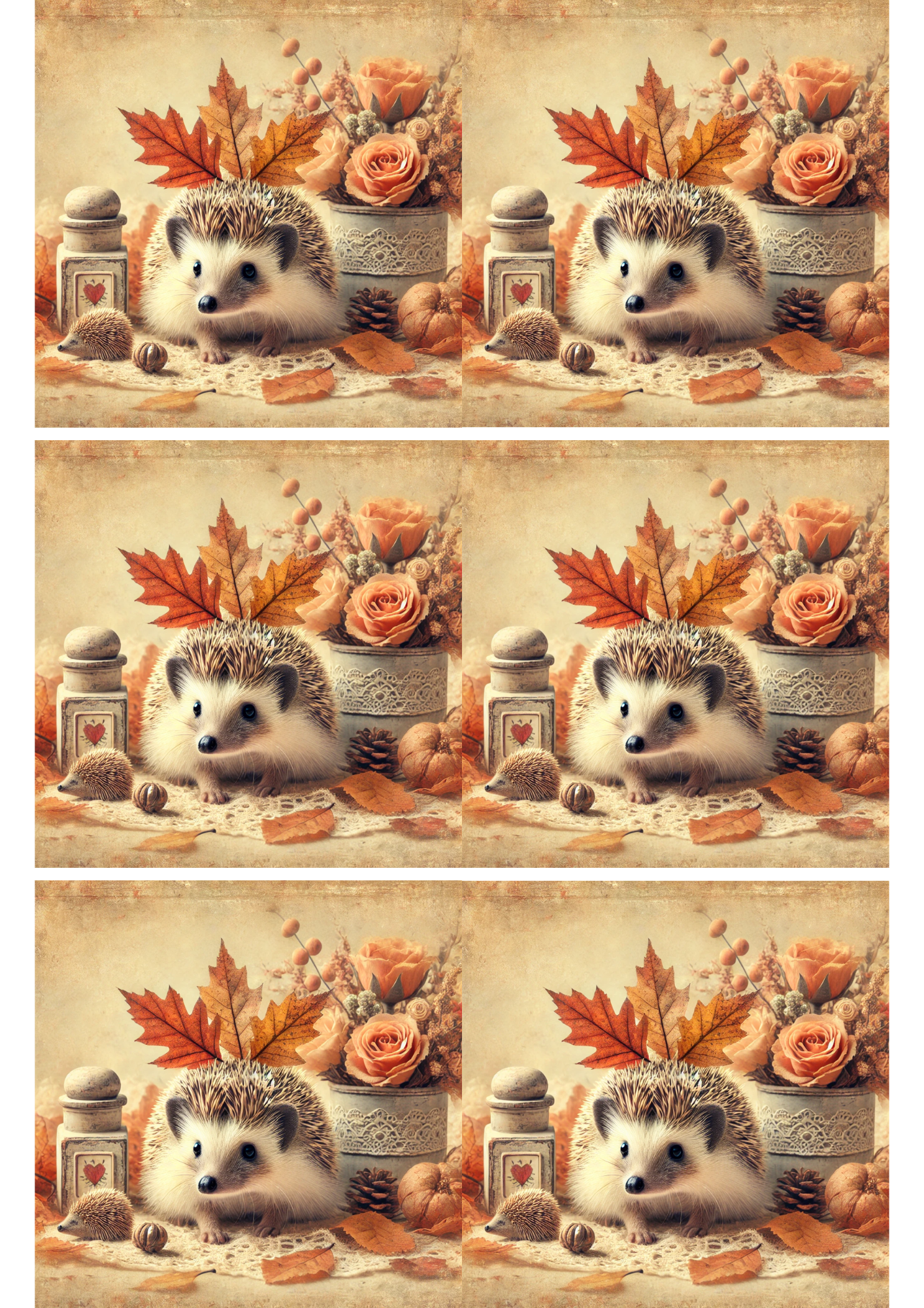 Sticker Sheet / Greeting Card – Hedgehog Autumn Collage Cat. No. 2589