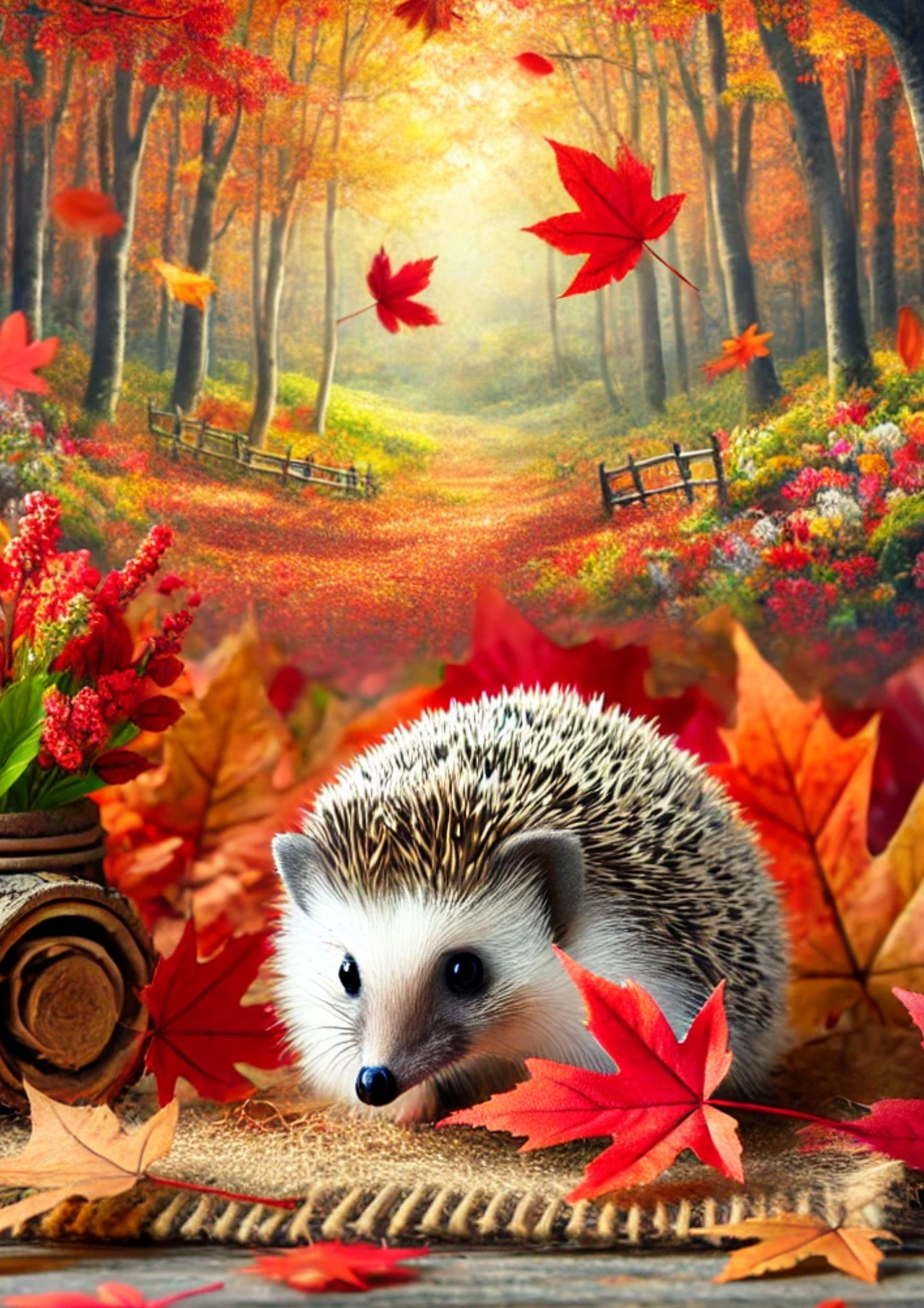 Sticker Sheet / Greeting Card – Hedgehog In Autumn Full Cat. No. 1971