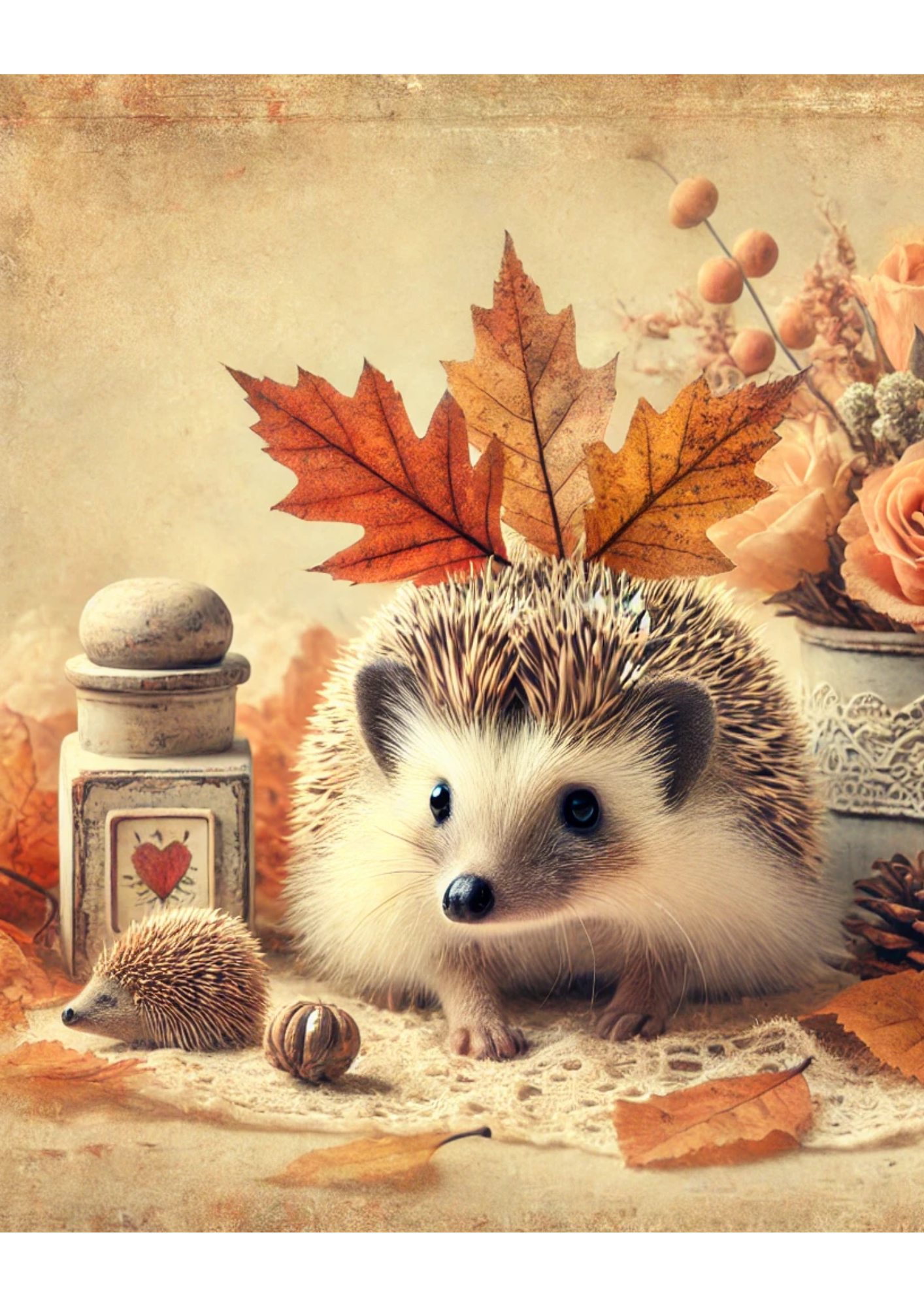 Sticker Sheet / Greeting Card – Hedgehog Autumn Full Cat. No. 2590