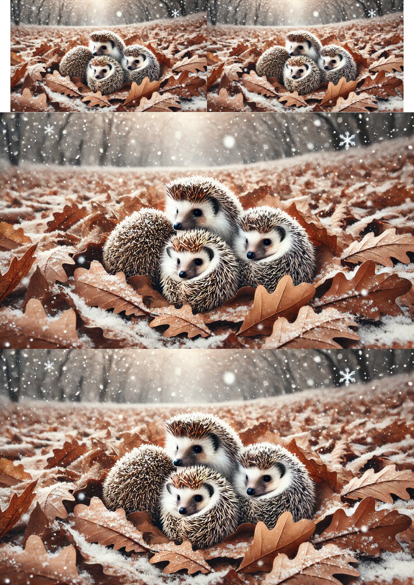 Sticker Sheet / Greeting Card – Hedgehogs Among Autumn Leaves Collage Cat. No. 1978