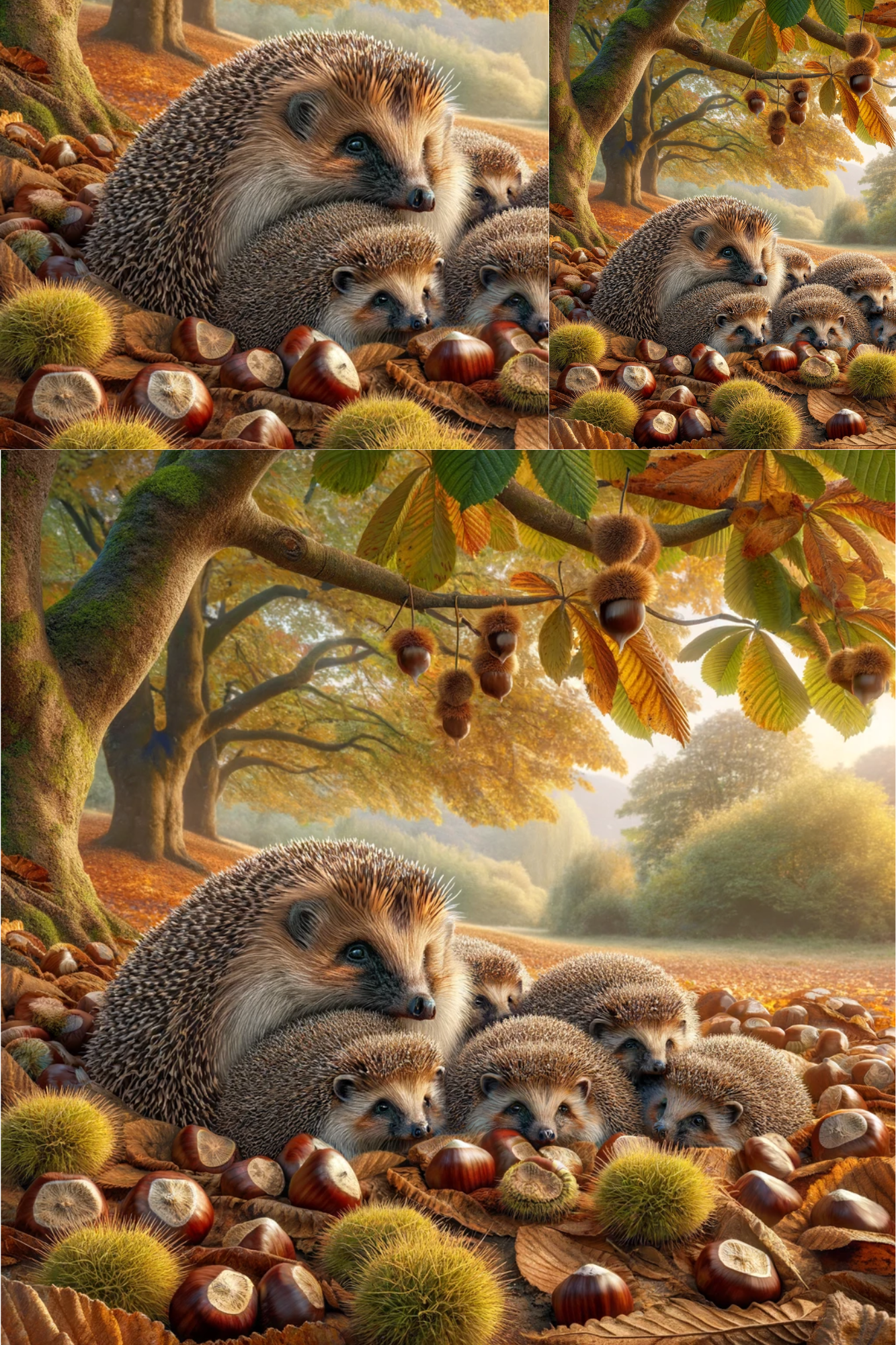 Sticker Sheet / Greeting Card – Hedgehog Under the Chestnut Tree, Cat. No. 136