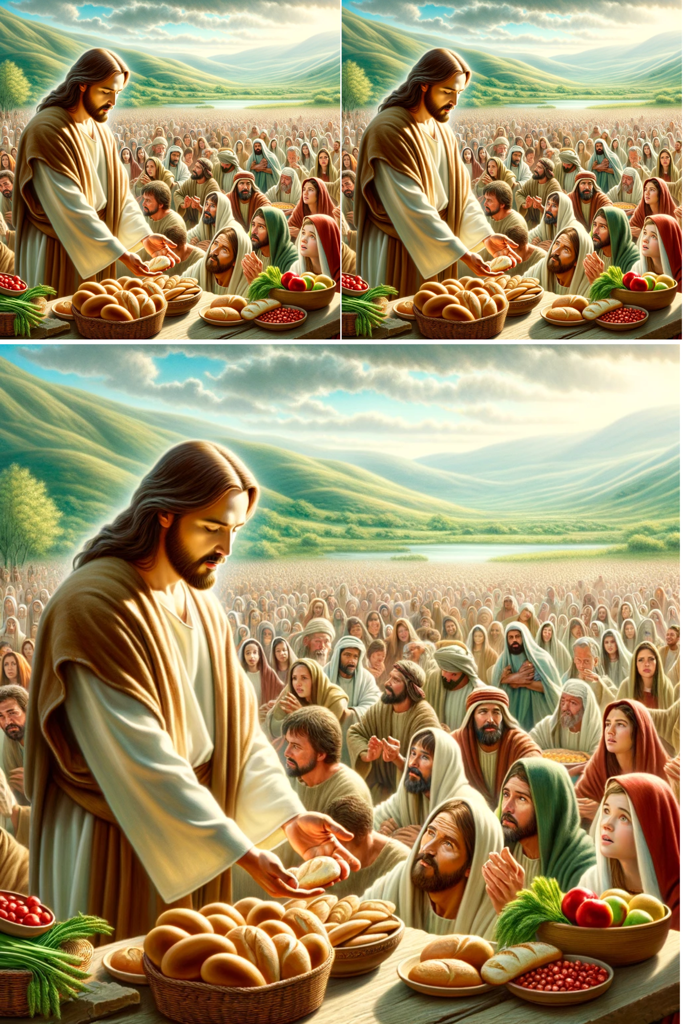 Sticker Sheet / Greeting Card – Jesus Multiplies Bread Collage Cat. No. 581