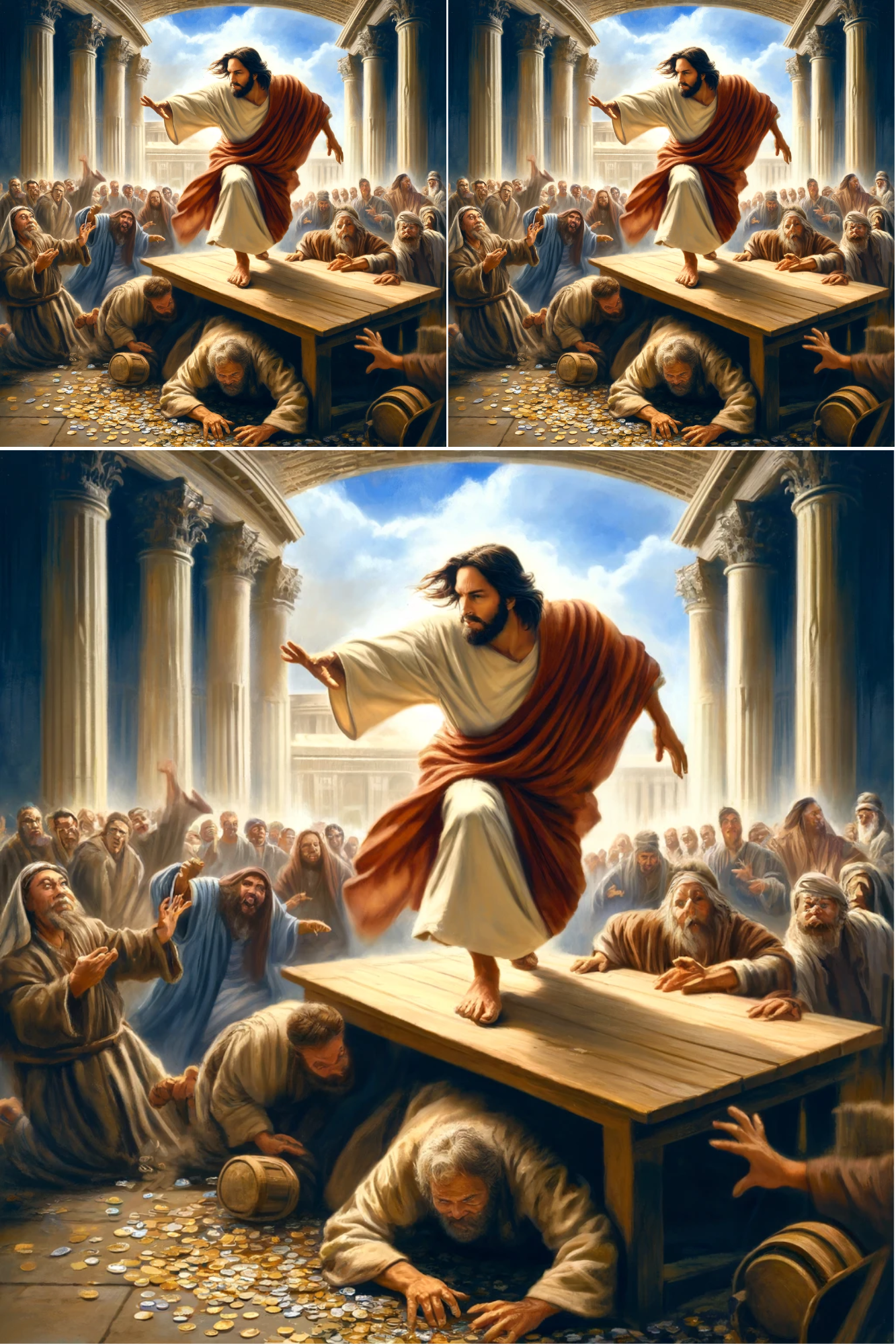 Sticker Sheet / Greeting Card – Jesus Smashes Stalls In The Temple Collage Cat. No. 583