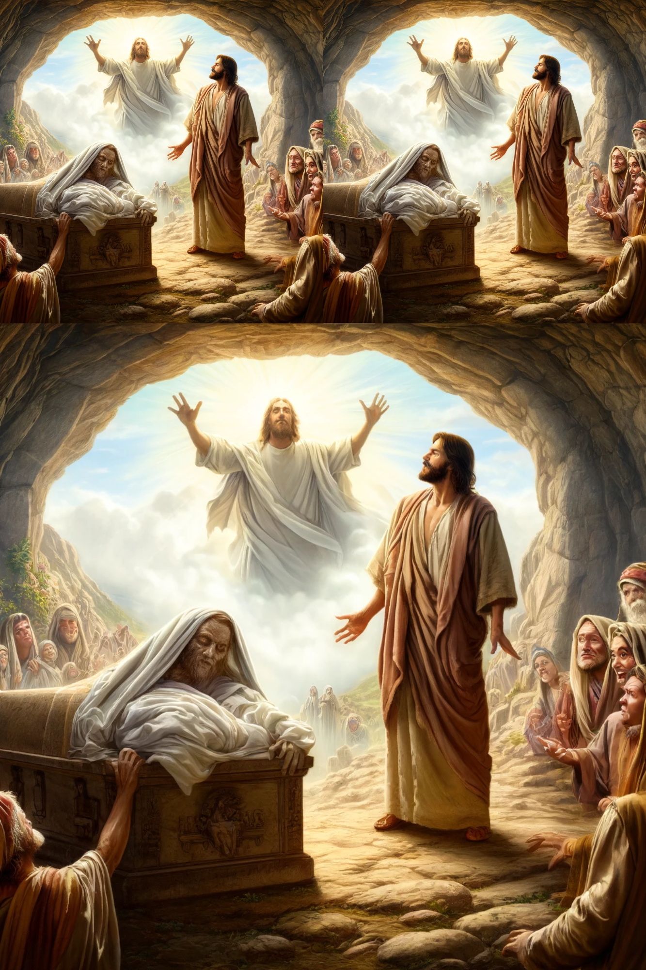 Sticker Sheet / Greeting Card – Jesus Raises Lazarus Collage Cat. No. 593