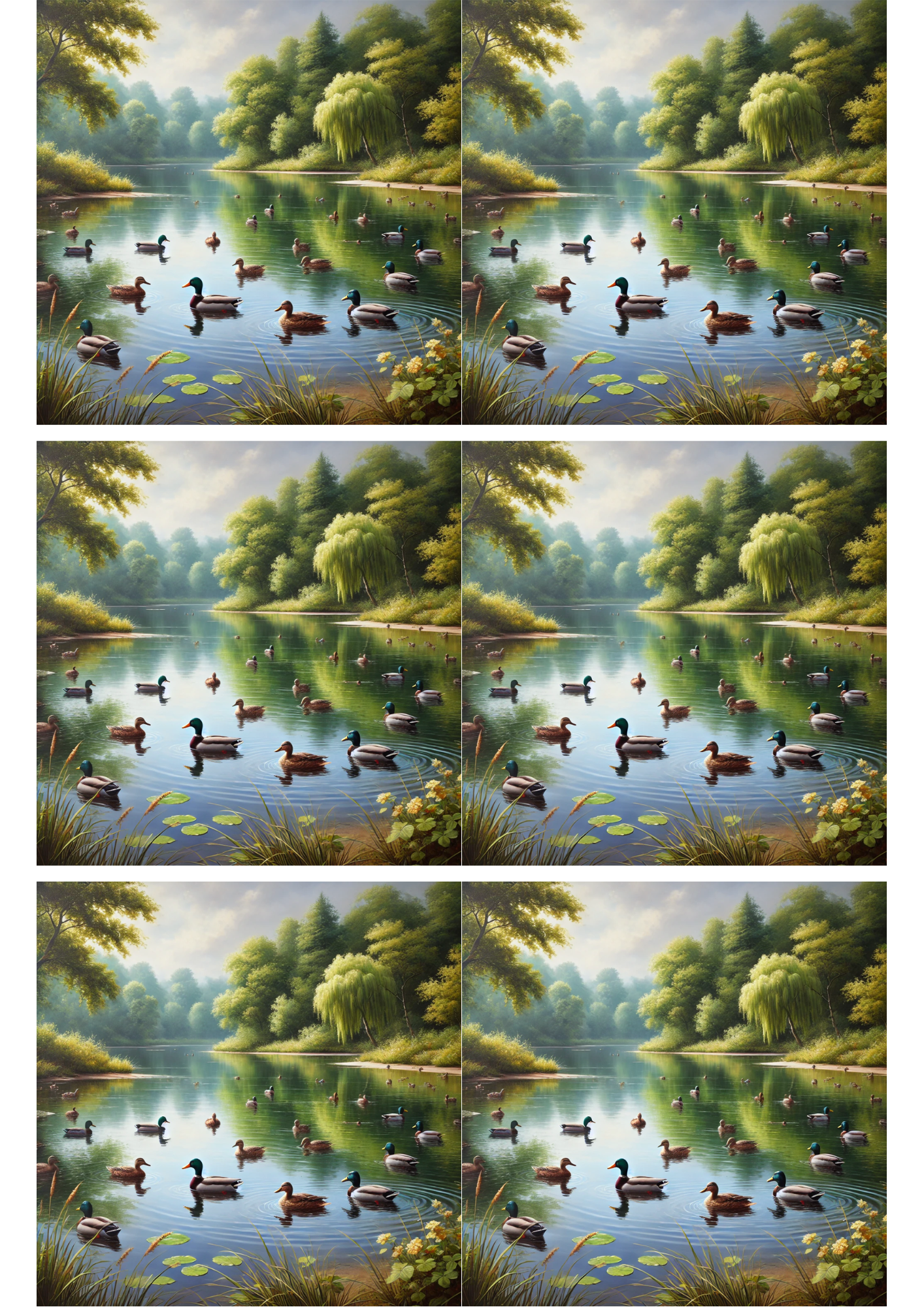 Sticker Sheet / Greeting Card – Ducks On The Lake Collage Cat. No. 1990