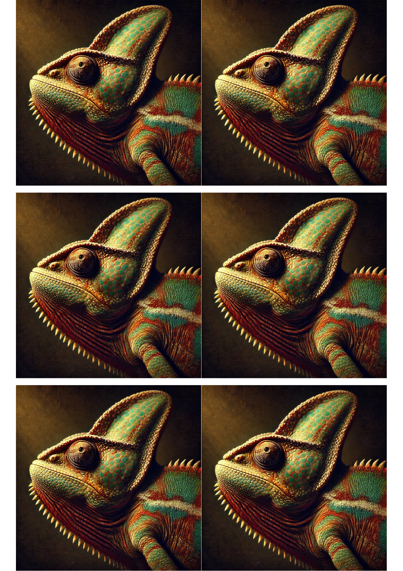 Sticker Sheet / Greeting Card – Chameleon Rembrandt Style Collage Cat. No. 1992