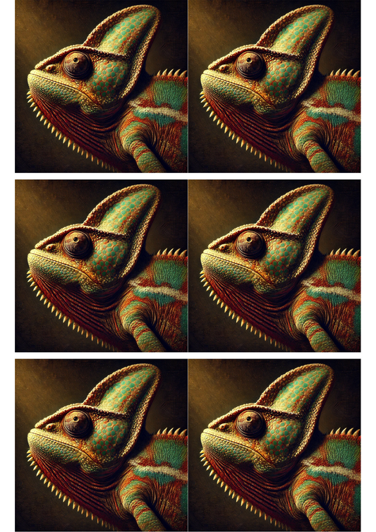 Klistremerkeark Kameleon Rembrandt-stilkollasje Kat. nr. 1992