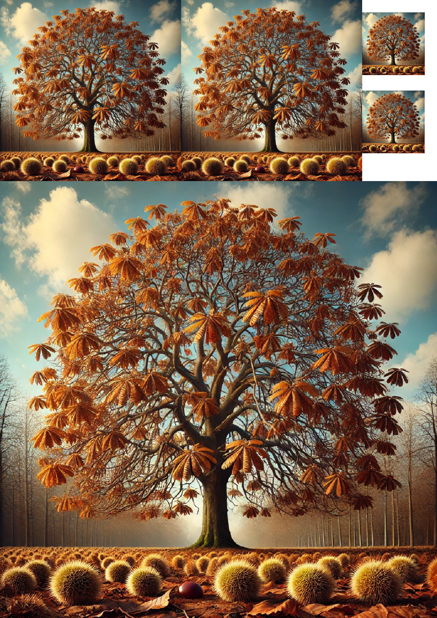 Sticker Sheet / Greeting Card – Chestnut Tree in Autumn Collage Cat. No. 1297