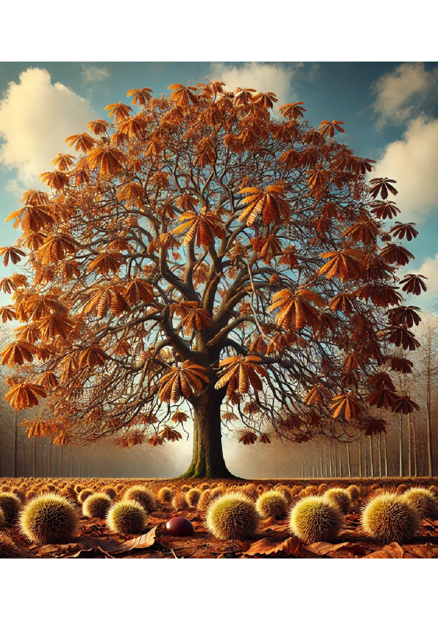 Sticker Sheet / Greeting Card – Chestnut Tree in Autumn Full Cat. No. 1298