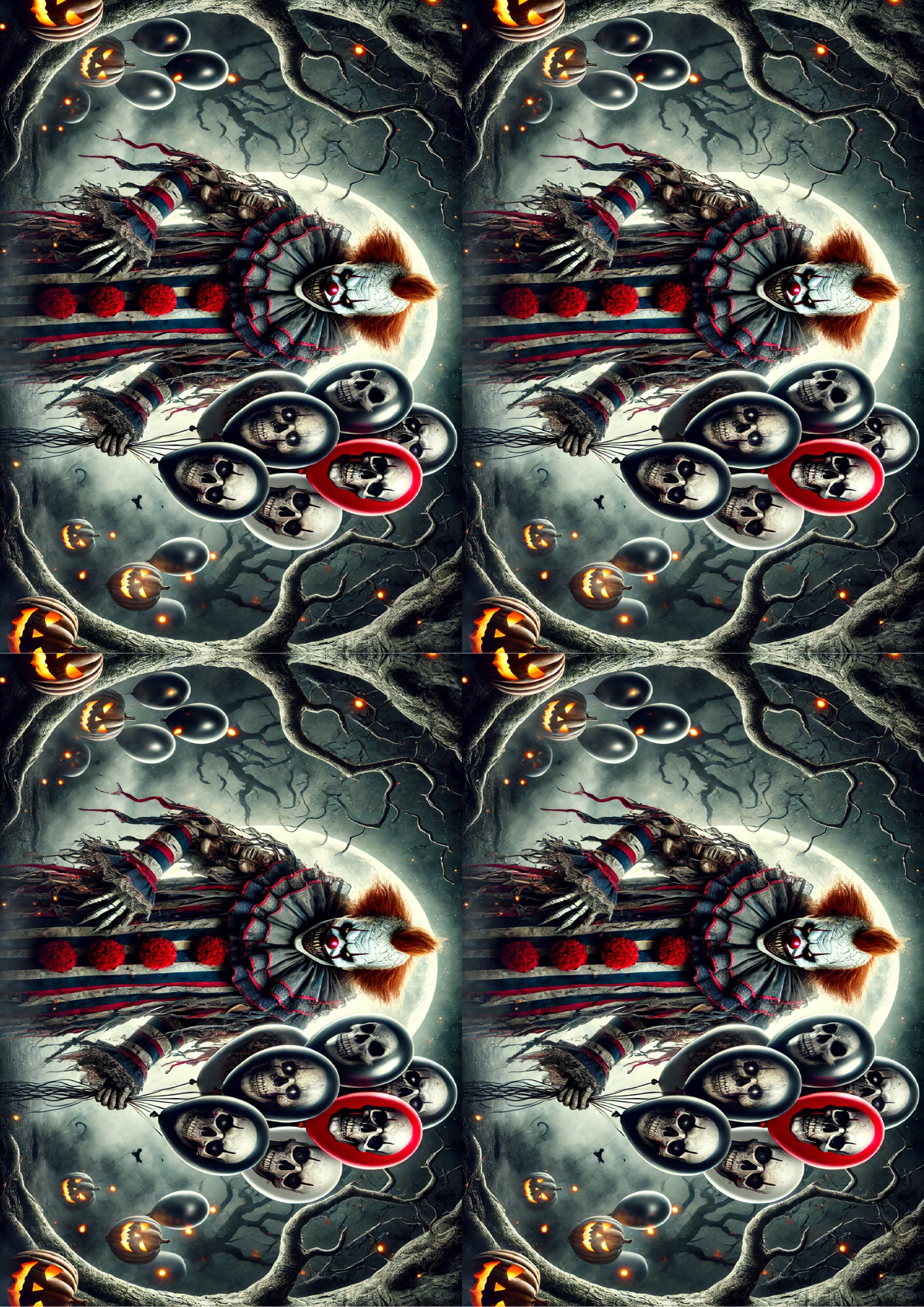 Sticker Sheet / Greeting Card – Halloween Clown Collage Cat. No. 1608