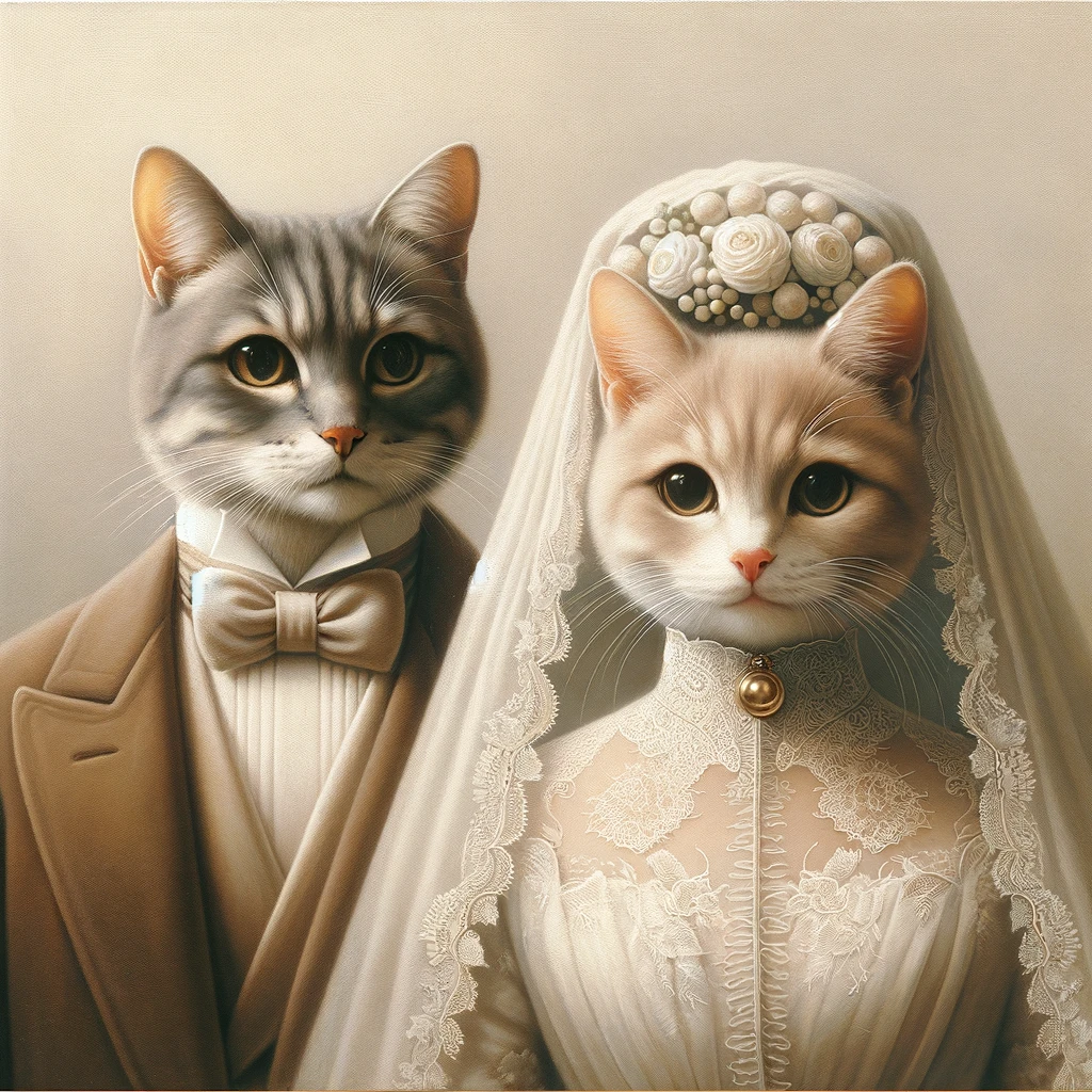 Sticker Sheet / Greeting Card – Cat Wedding Portrait Cat No. 73