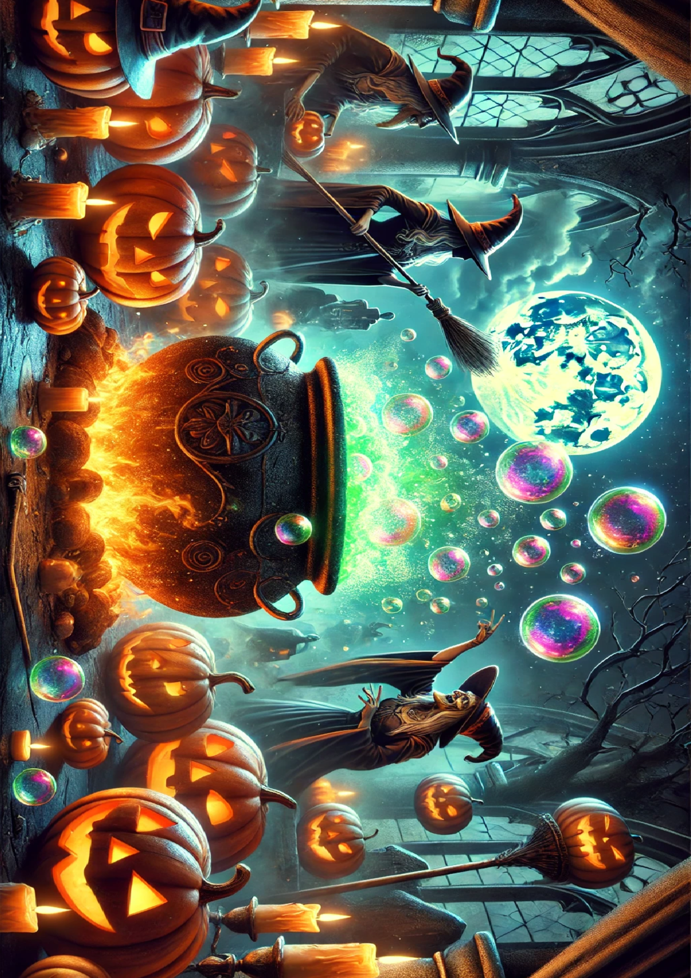 Sticker Sheet / Greeting Card – Halloween Cauldron and Pumpkins Full Cat. No. 1611