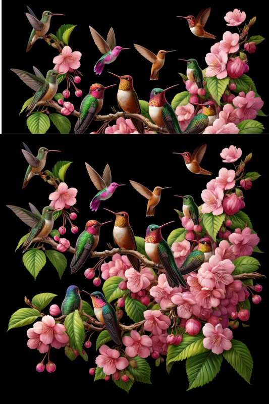 Klistremerkeark Kolibri på kirsebærkatt. Nr. 146