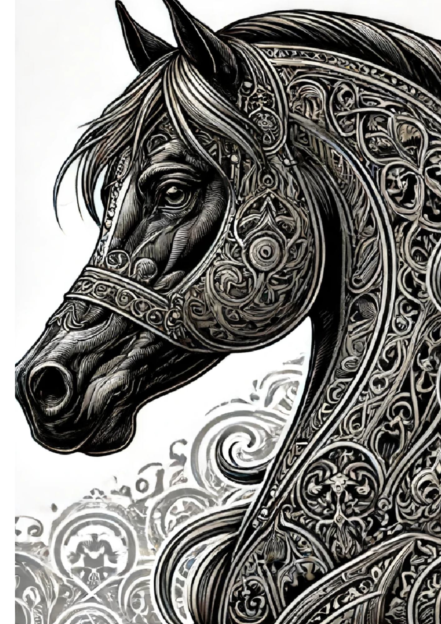 Sticker Sheet / Greeting Card – Horse In Gothic Style Full Cat. No. 1195