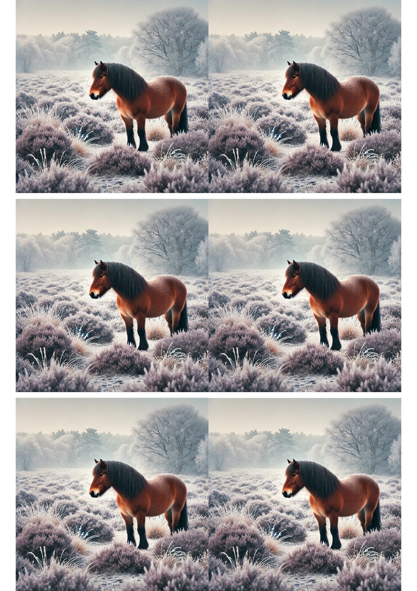 Sticker Sheet / Greeting Card – Horse In Heather Field Collage Cat. No. 2753
