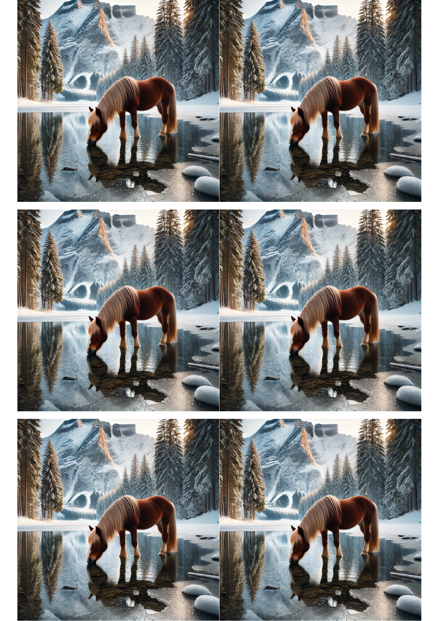 Sticker Sheet / Greeting Card – Horse In The Mountains Collage Cat. No. 2022