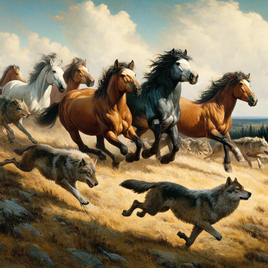 Sticker Sheet / Greeting Card – Horses and Wolves, Cat. No. 72