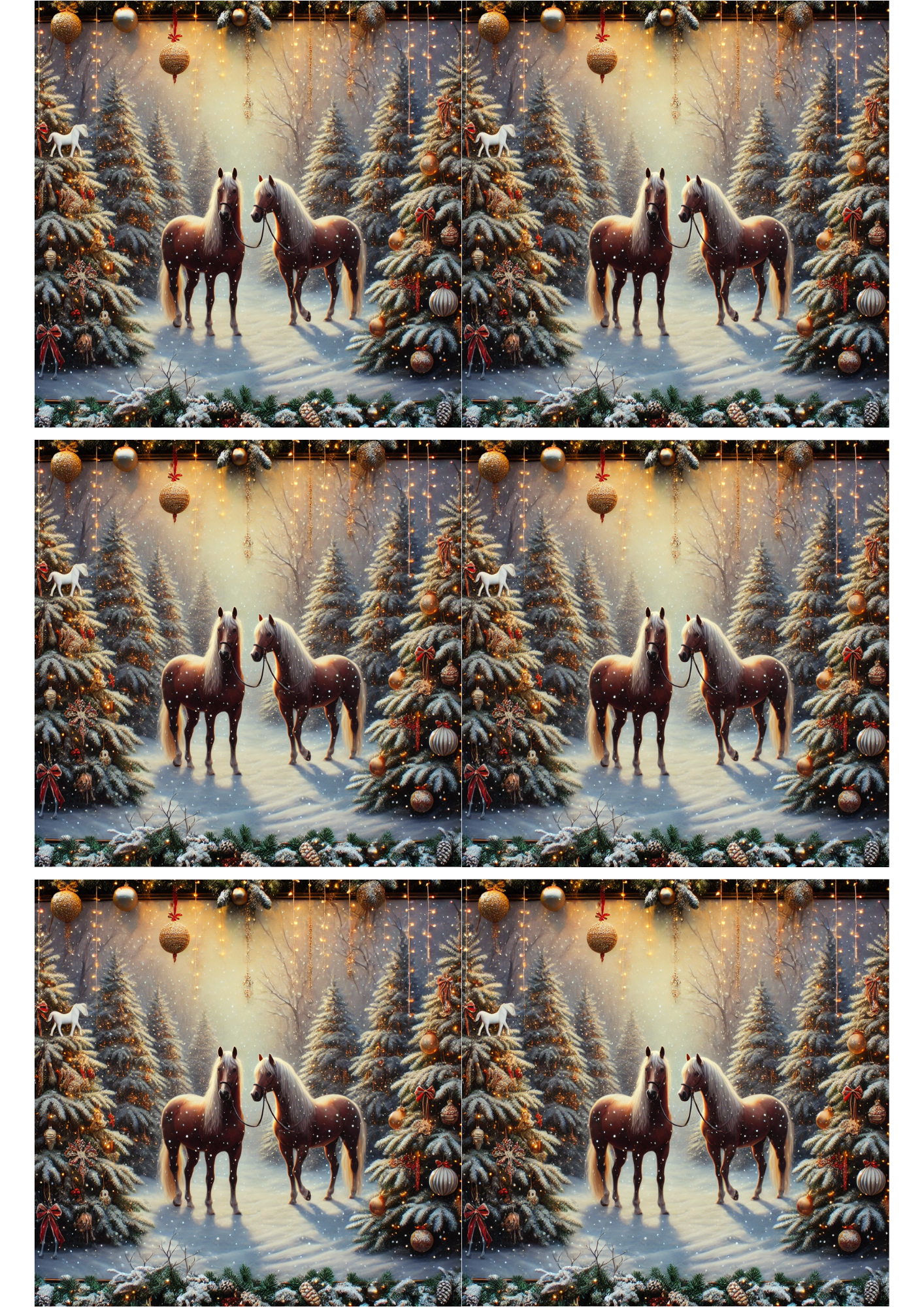 Sticker Sheet / Greeting Card – Horses In The Forest In Winter Collage Cat. No. 2024