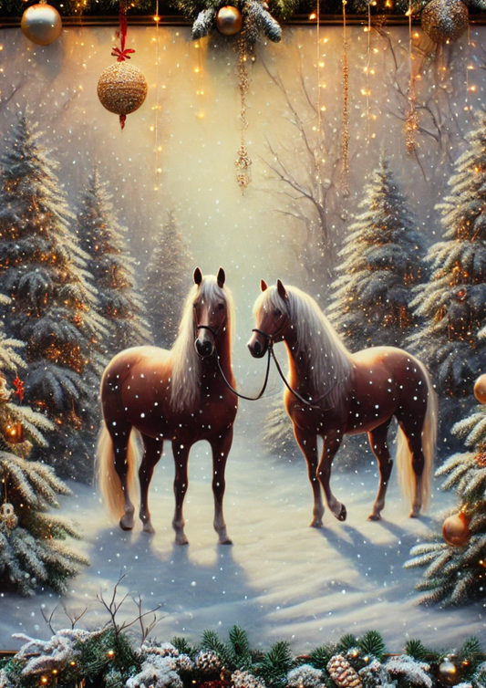 Klistremerkeark Hester i skogen om vinteren Full kat. nr. 2025