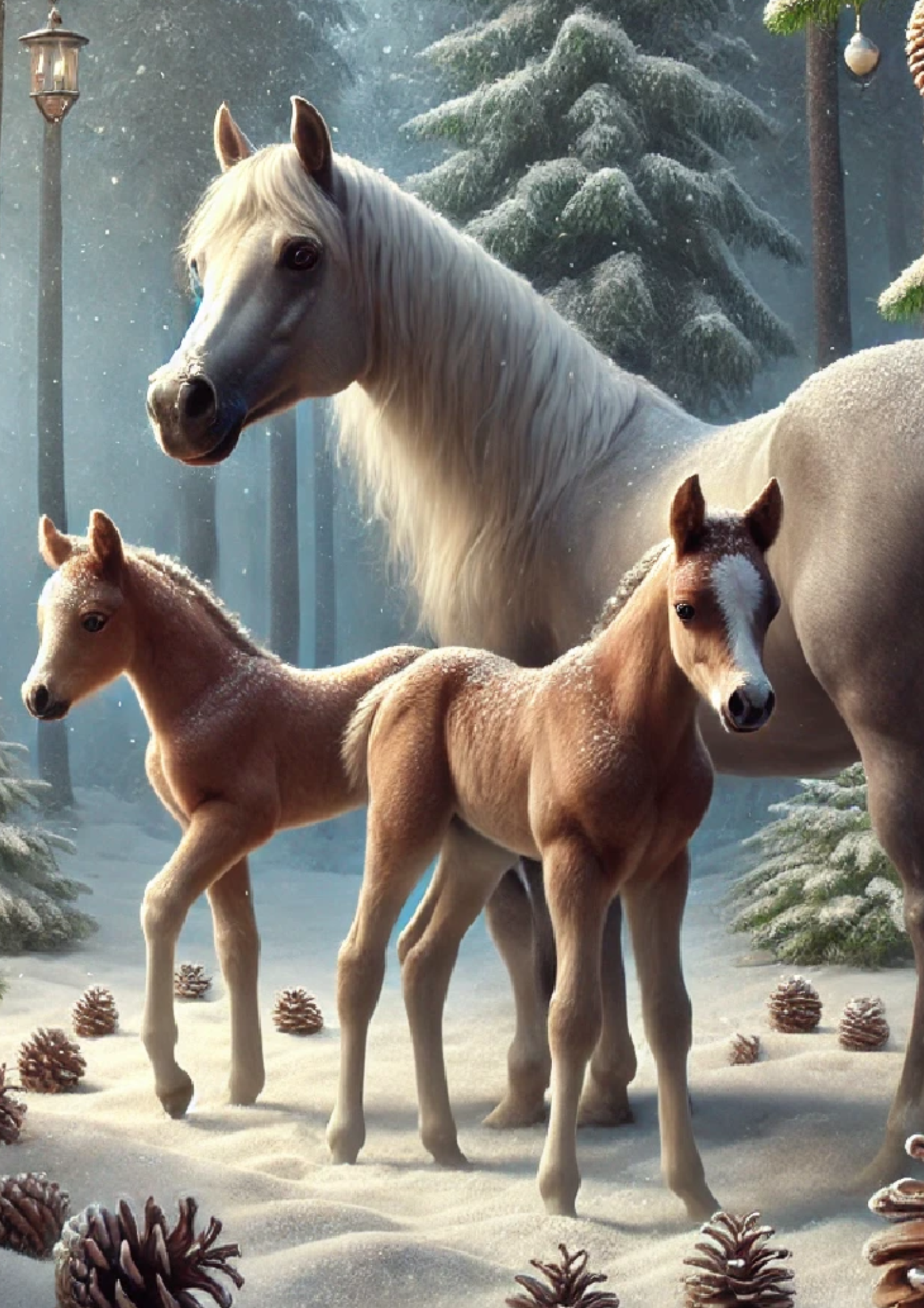 Sticker Sheet / Greeting Card – Horses In The Forest Full Cat. No. 1436