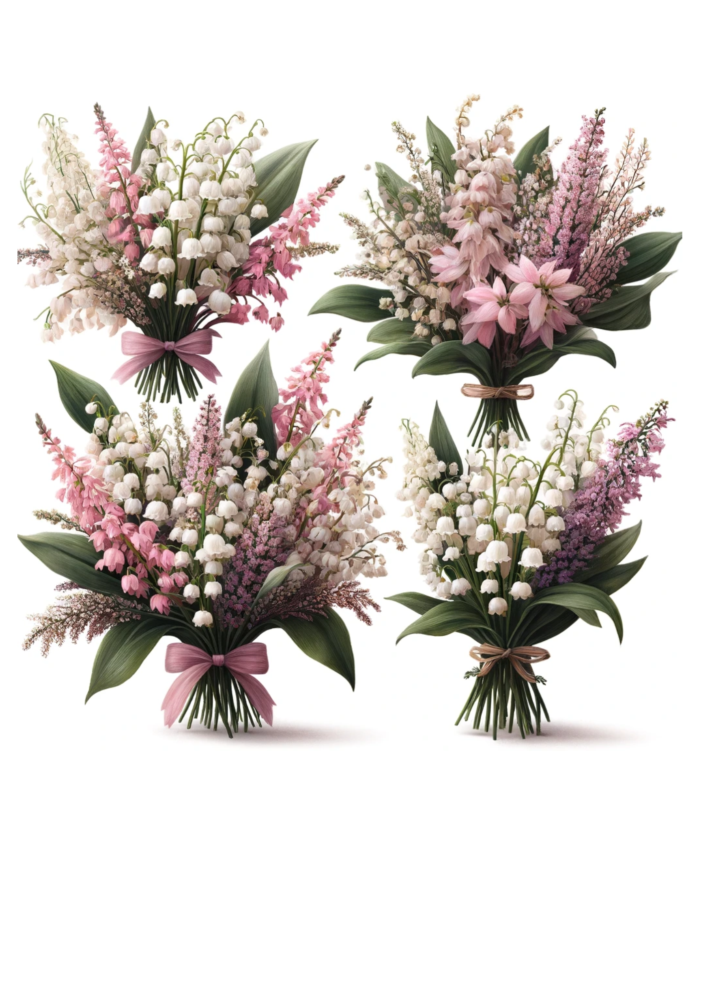 Sticker Sheet / Greeting Card – Bouquets of Lily of the Valley and Heather Full Cat No. 1036