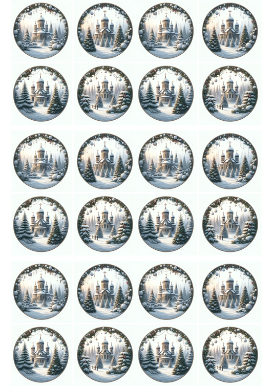 Sticker Sheet – Church in Circles Collage Cat. No. 3029