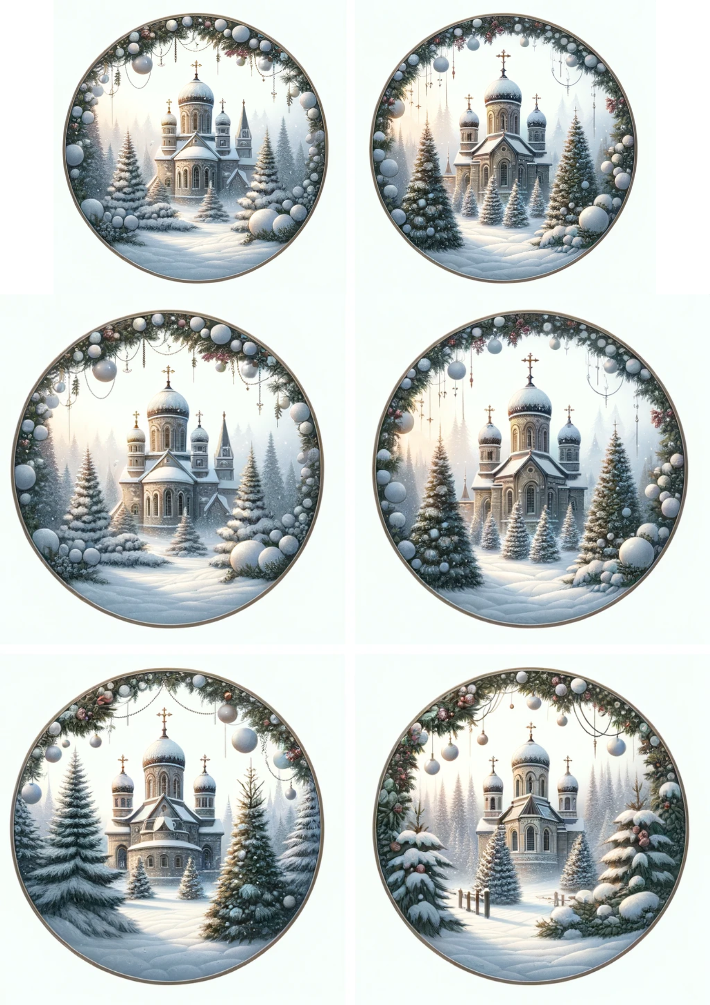 Sticker Sheet / Greeting Card – Church in Circles Full Cat. No. 3030