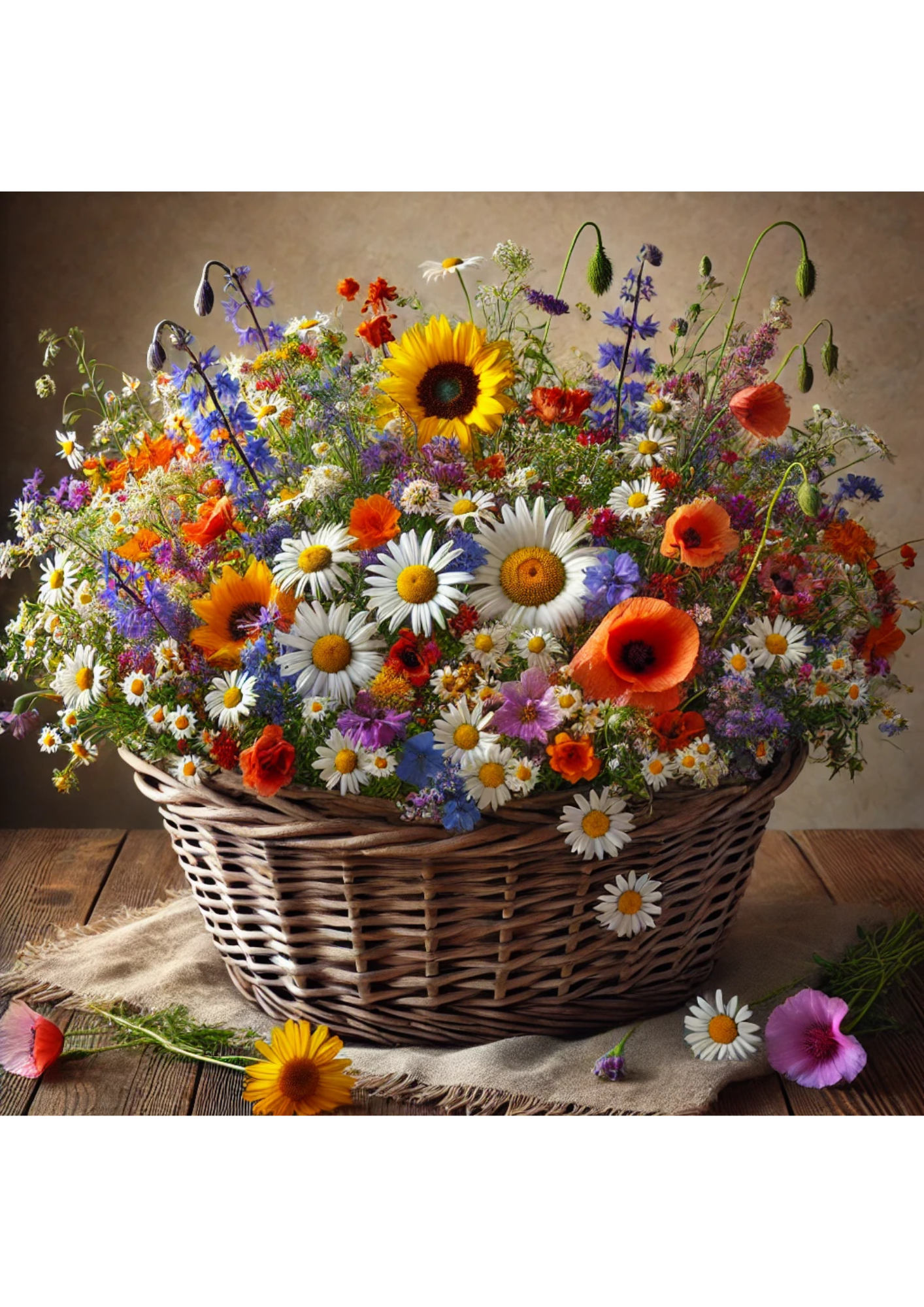 Sticker Sheet / Greeting Card – Basket of Flowers Full Cat. No. 2029