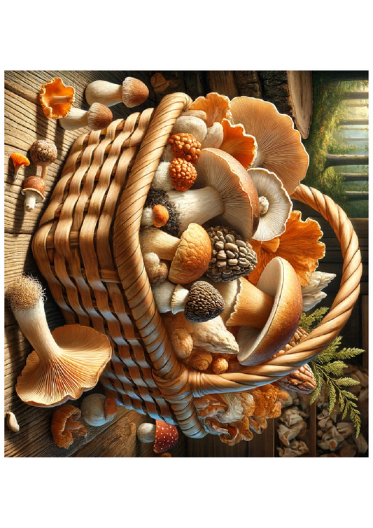 Sticker Sheet – Basket Full Of Various Mushrooms Full Cat. No. 1197