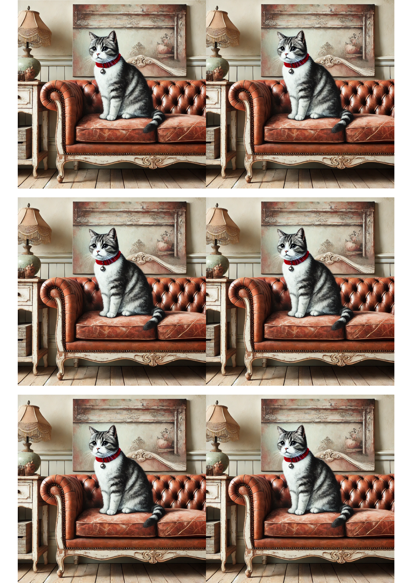 Sticker Sheet / Greeting Card – Cat On Sofa Collage Cat. No. 3035