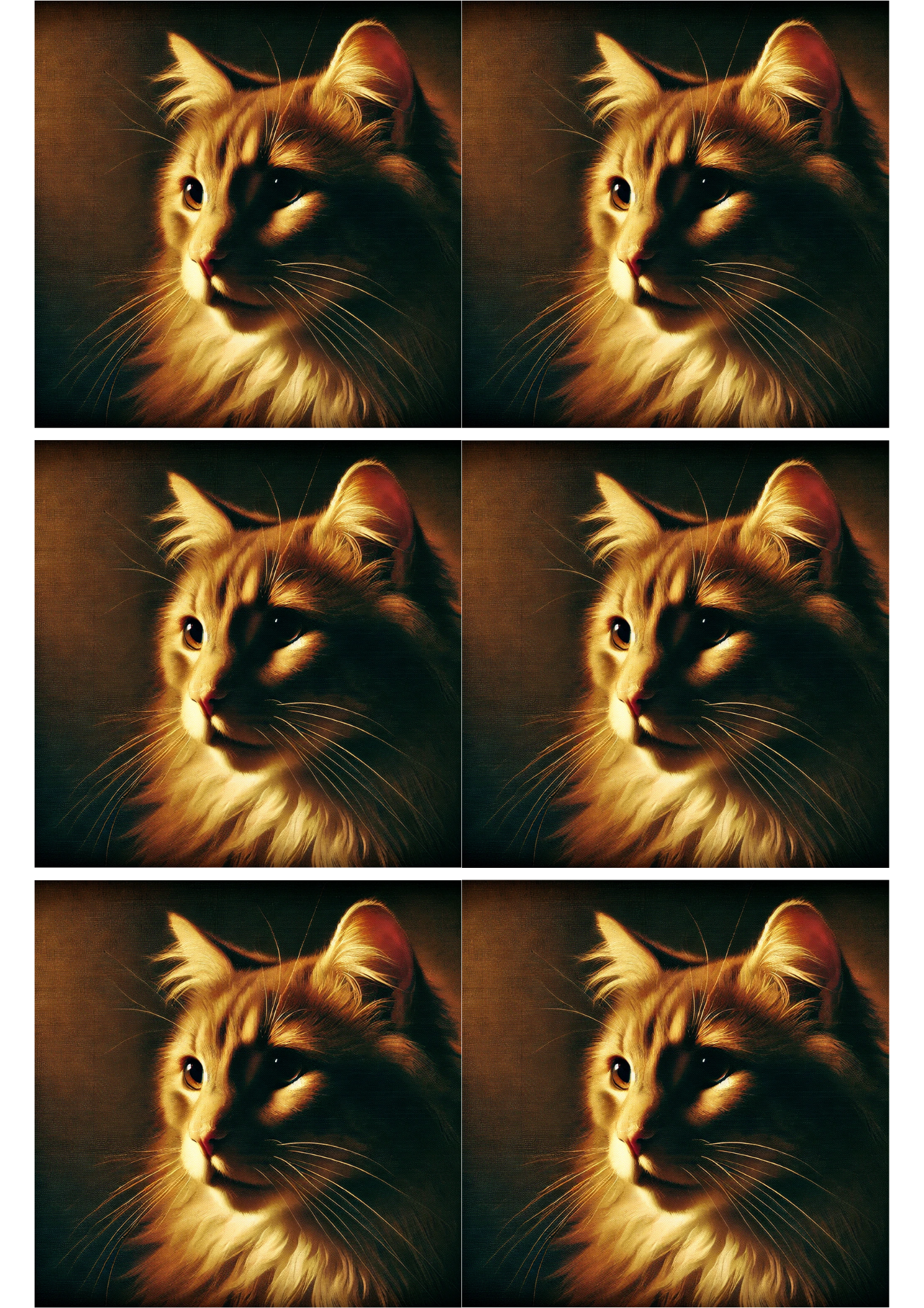 Sticker Sheet / Greeting Card – Cat In Rembrandt Style Collage Cat. No. 2032