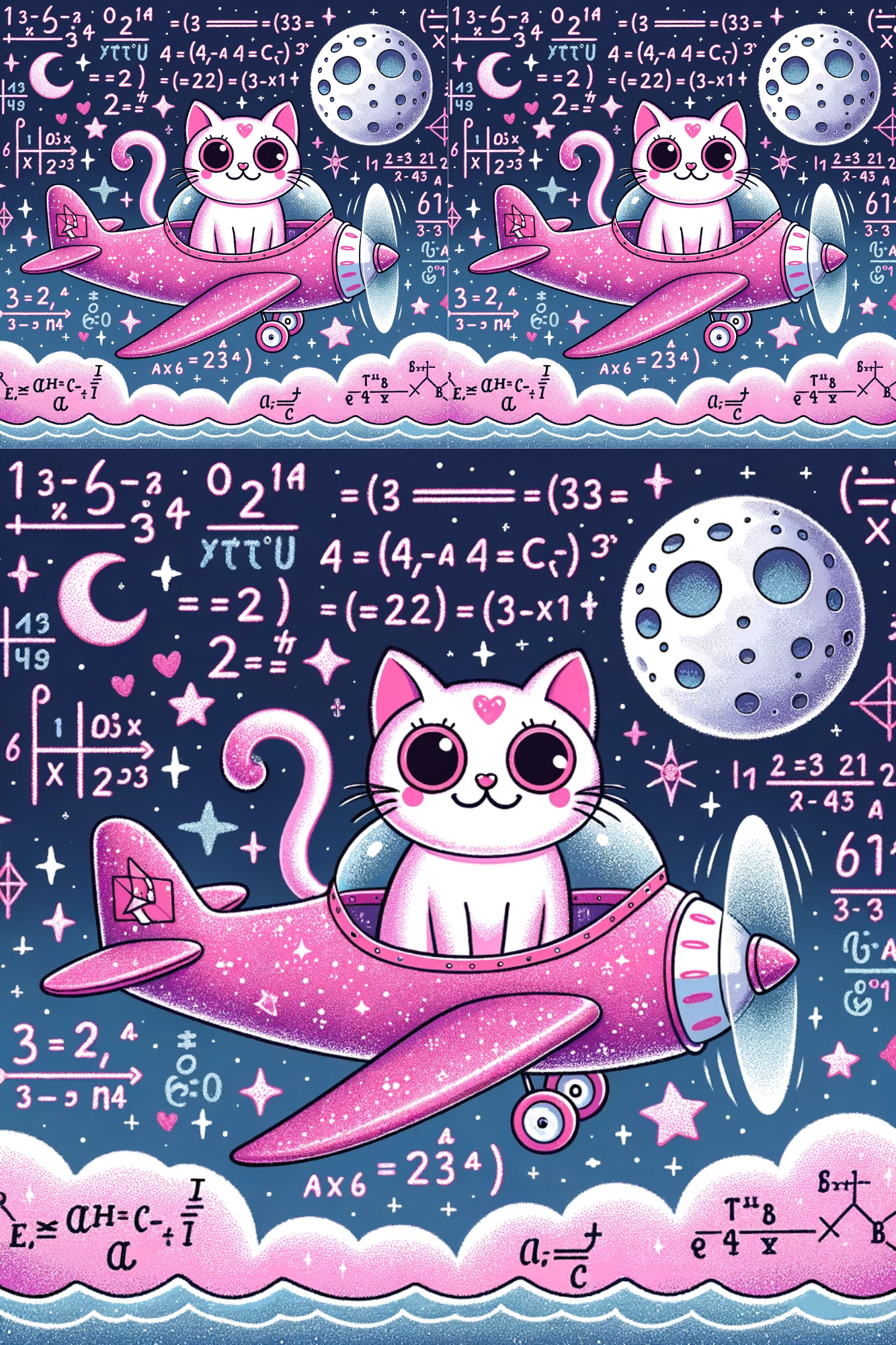 Sticker Sheet / Greeting Card – Cat on a Plane Manga Cat. No. 60