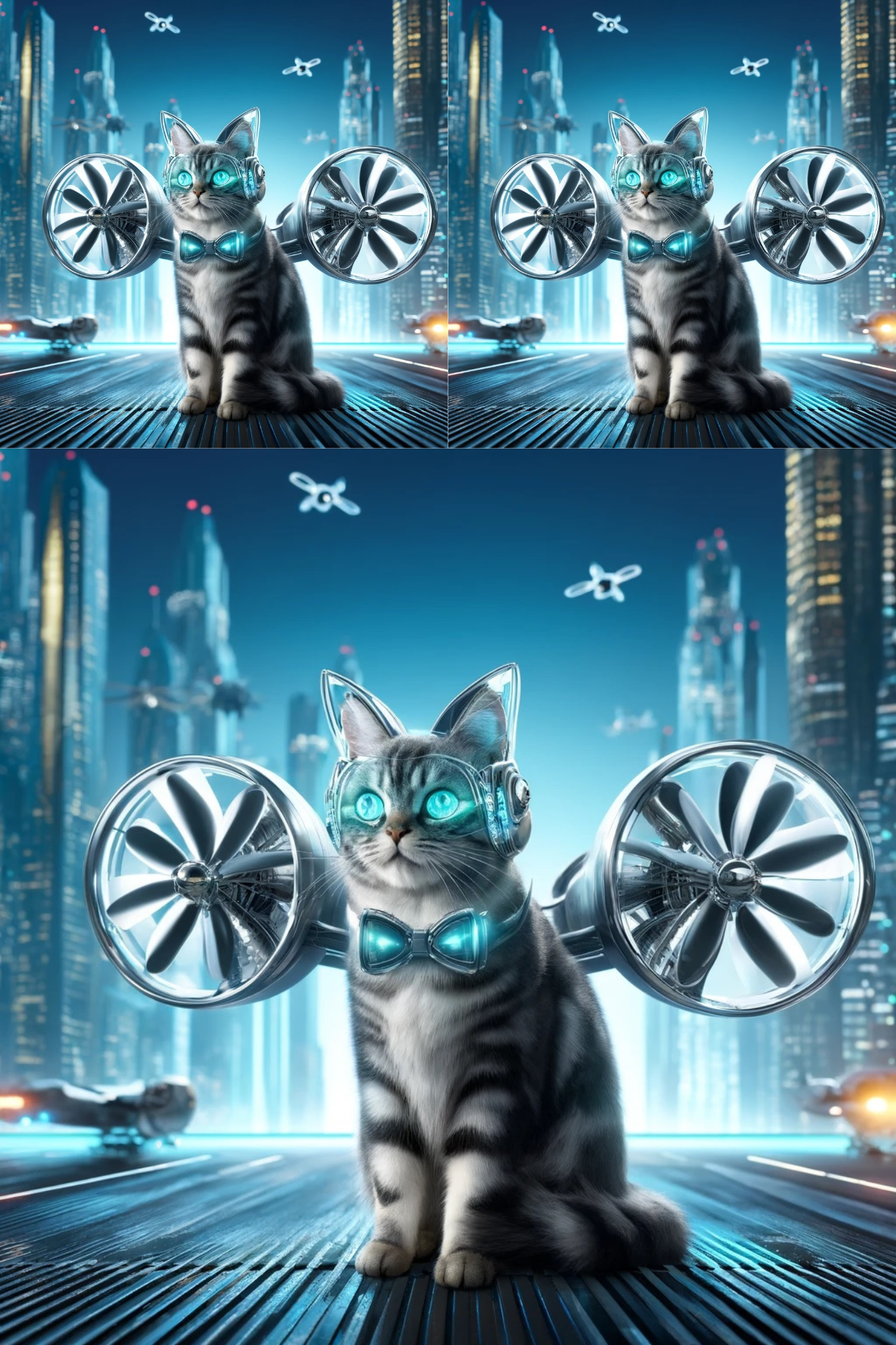 Sticker Sheet / Greeting Card – Cat With Propellers Cat No. 57