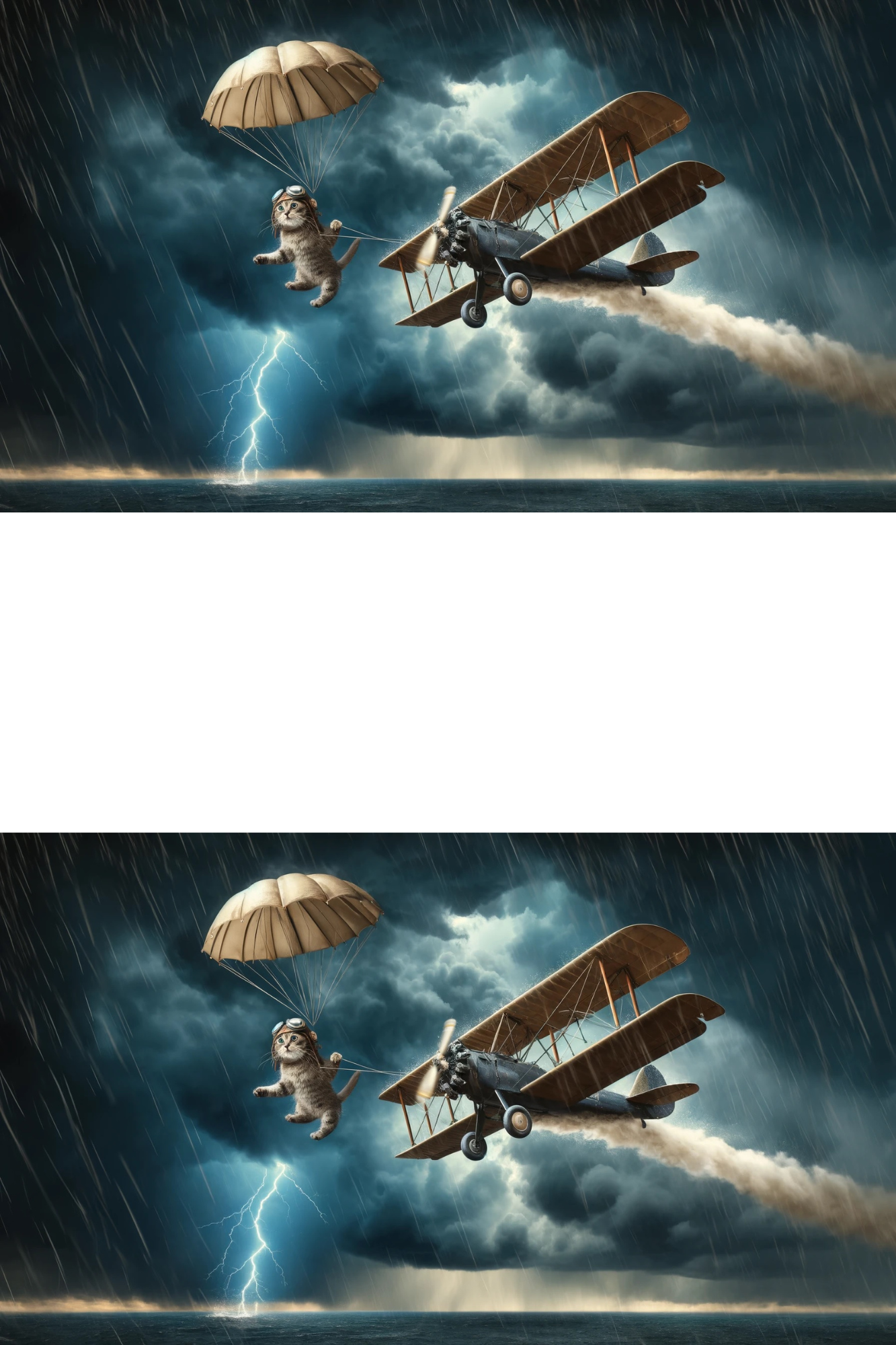 Sticker Sheet / Greeting Card – Cat Jumping with a Parachute Cat. No. 56