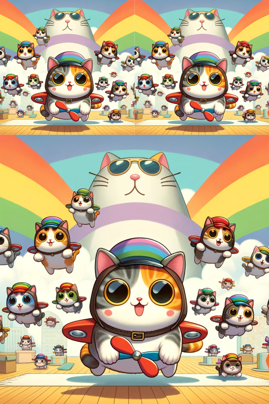 Sticker Sheet – Cat With Rainbow Manga Cat No. 54