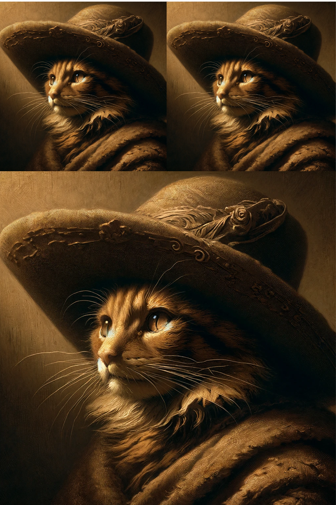 Sticker Sheet / Greeting Card – Cat in the Hat in Rembrandt's Style Cat. No. 53