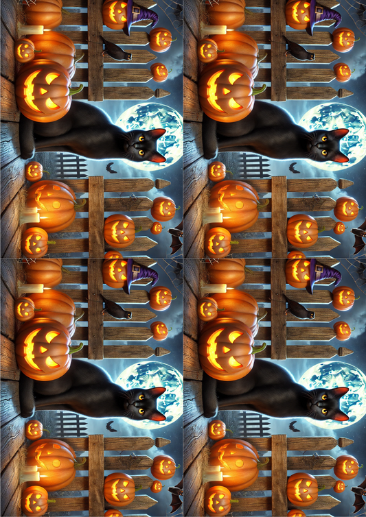 Sticker Sheet Halloween Cat And Pumpkins Collage Cat. No. 1614