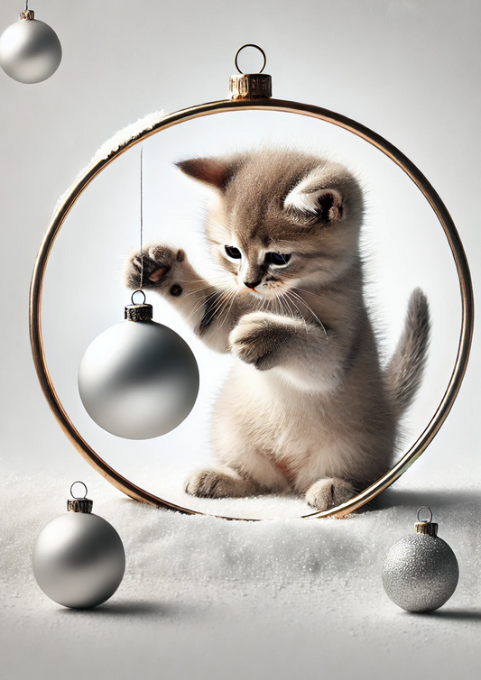 Sticker Sheet Kitten And Christmas Bauble In Oval Full Cat. No. 1527