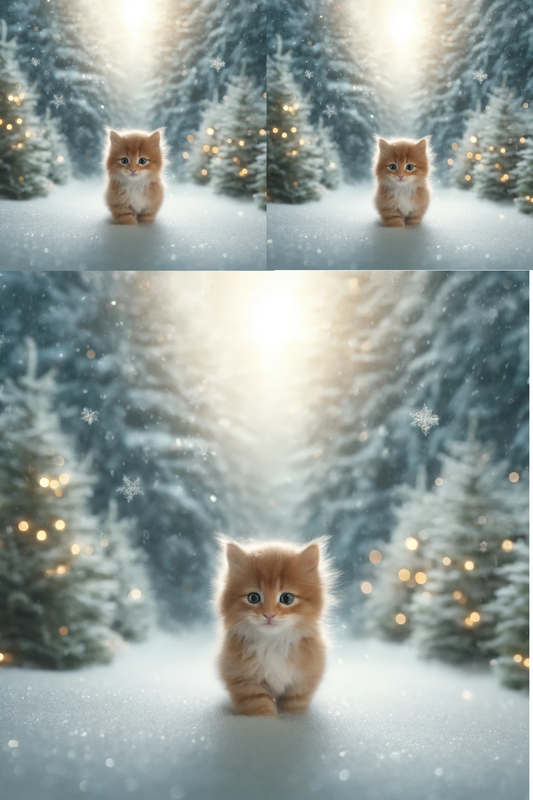 Sticker Sheet Cat and Forest in Winter Collage Cat. No. 611