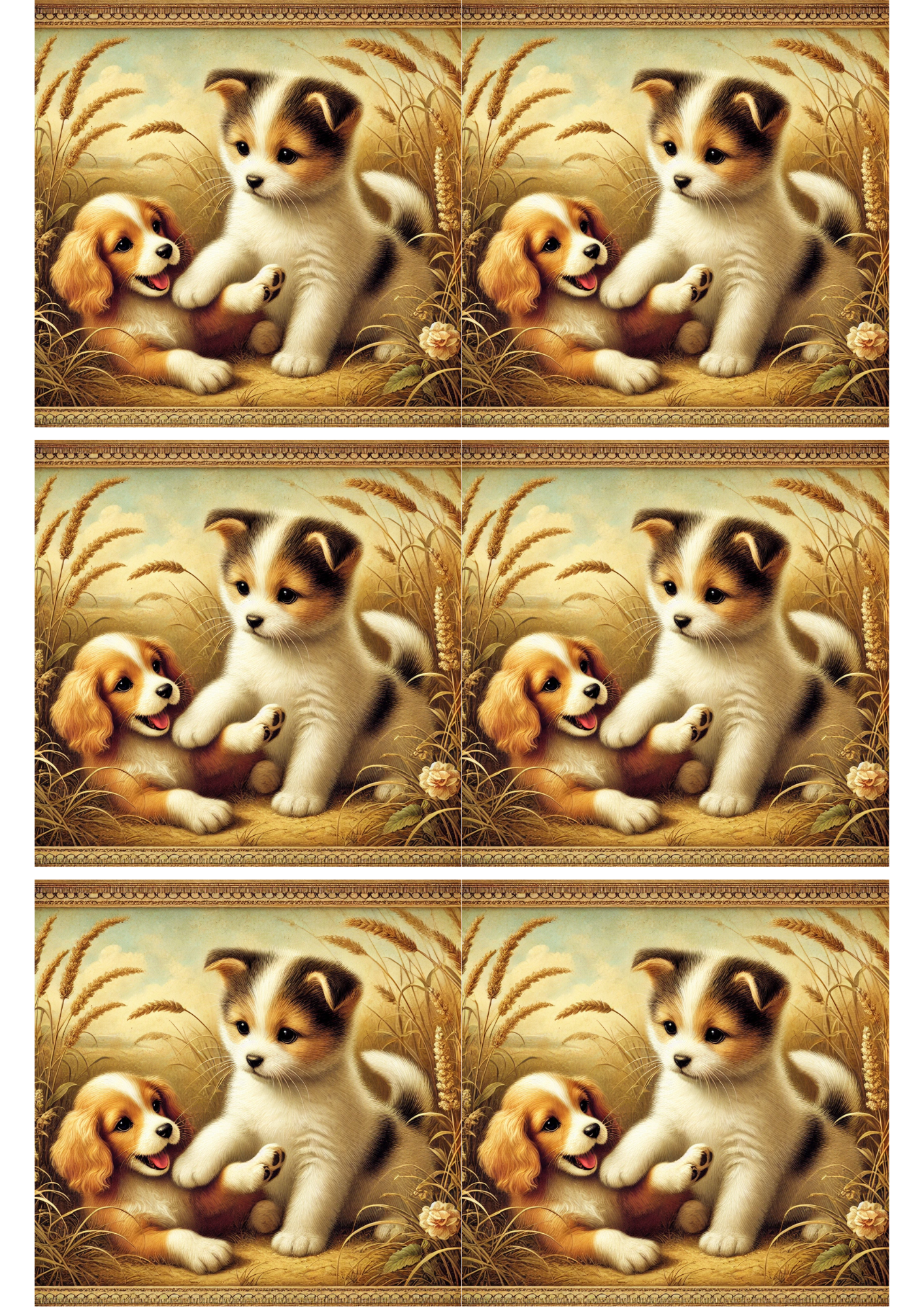 Sticker Sheet / Greeting Card – Kitten And Little Dog Collage Cat. No. 2038