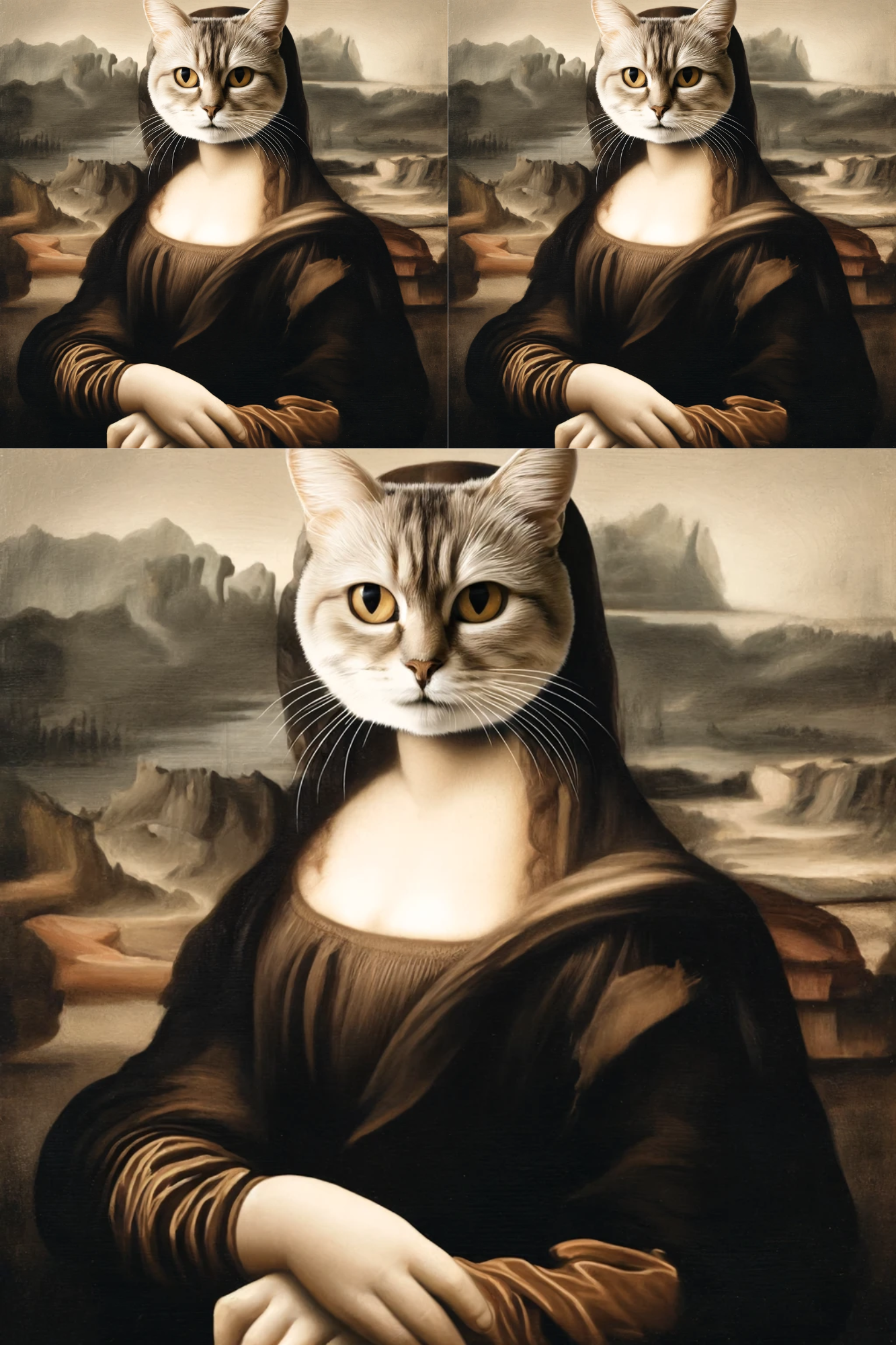 Sticker Sheet / Greeting Card – Cat Mona Lisa Cat No. 51