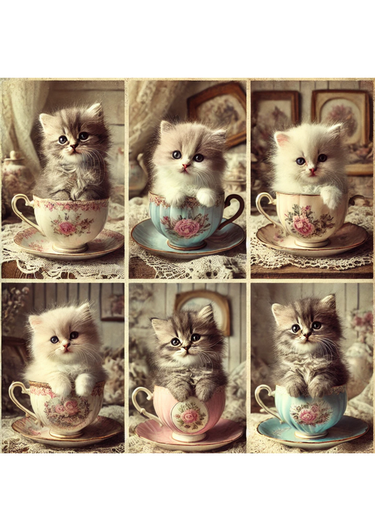 Sticker Sheet Kitten and Cups Full Cat. No. 2037