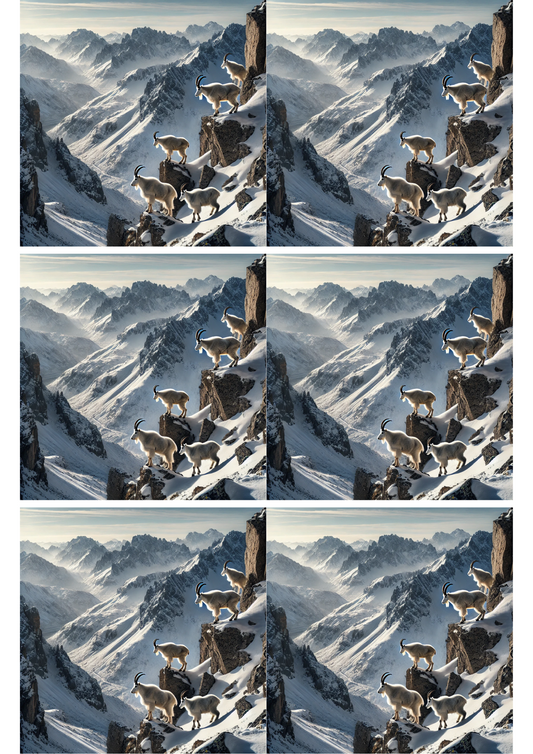 Klistremerkeark med fjellgeiter, kollasj, kat. nr. 2042